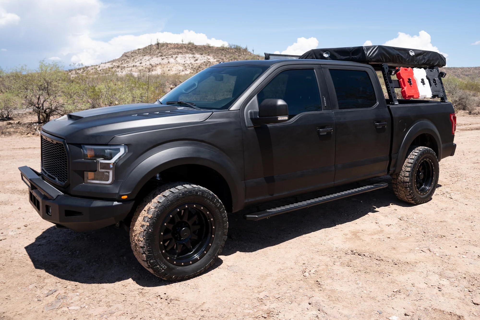 Running Boards Raptor Series Steps 5in OEM Style Full Tread Black Aluminum Compatible with 05-23 Tacoma Double Cab