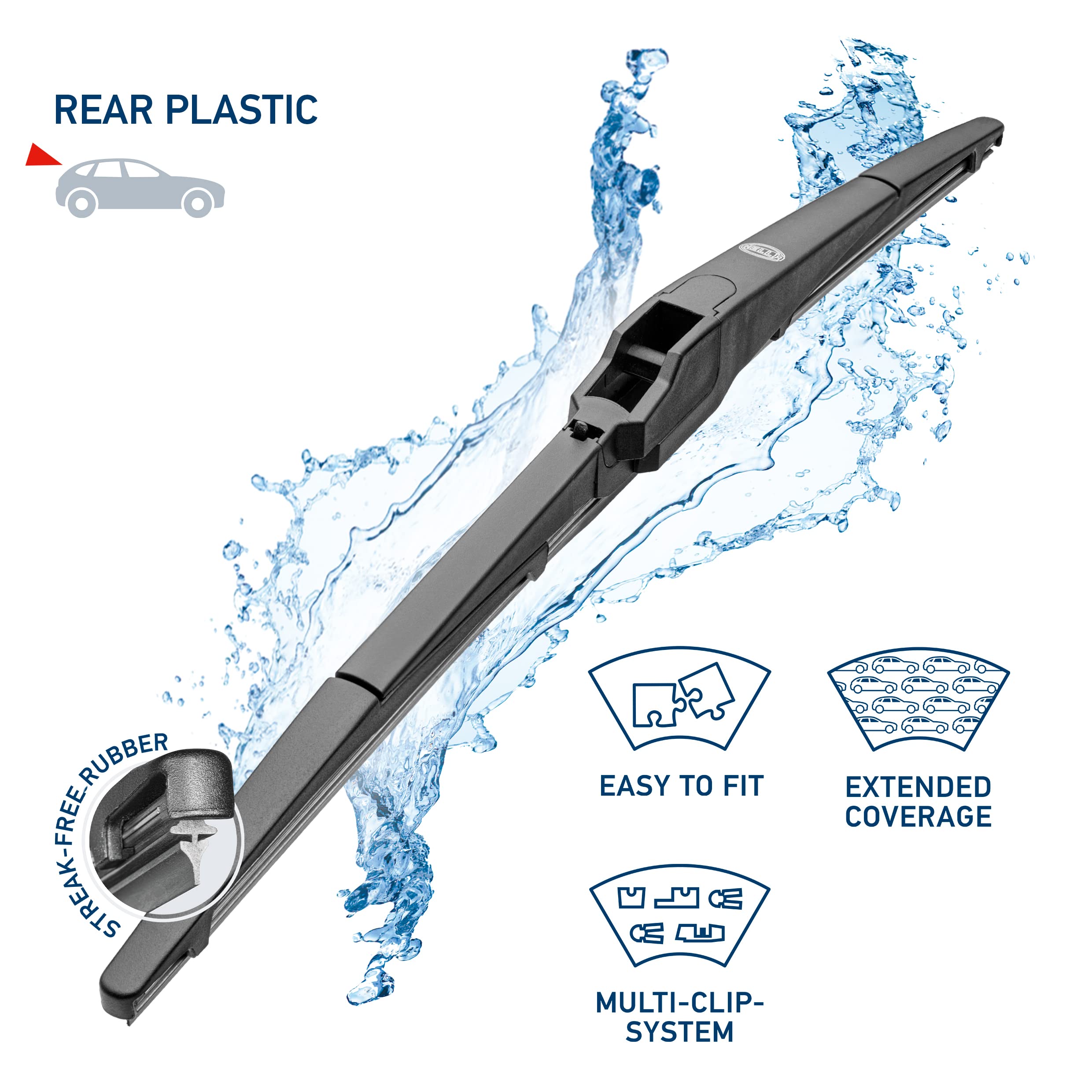 Hella 16 Inch OE Quality All Seasons Streak-Free Rubber Rear Wiper Blade fit select Acura Chrysler Dodge Honda Hyundai Lexus Subaru Toyota / 9XW398114016T