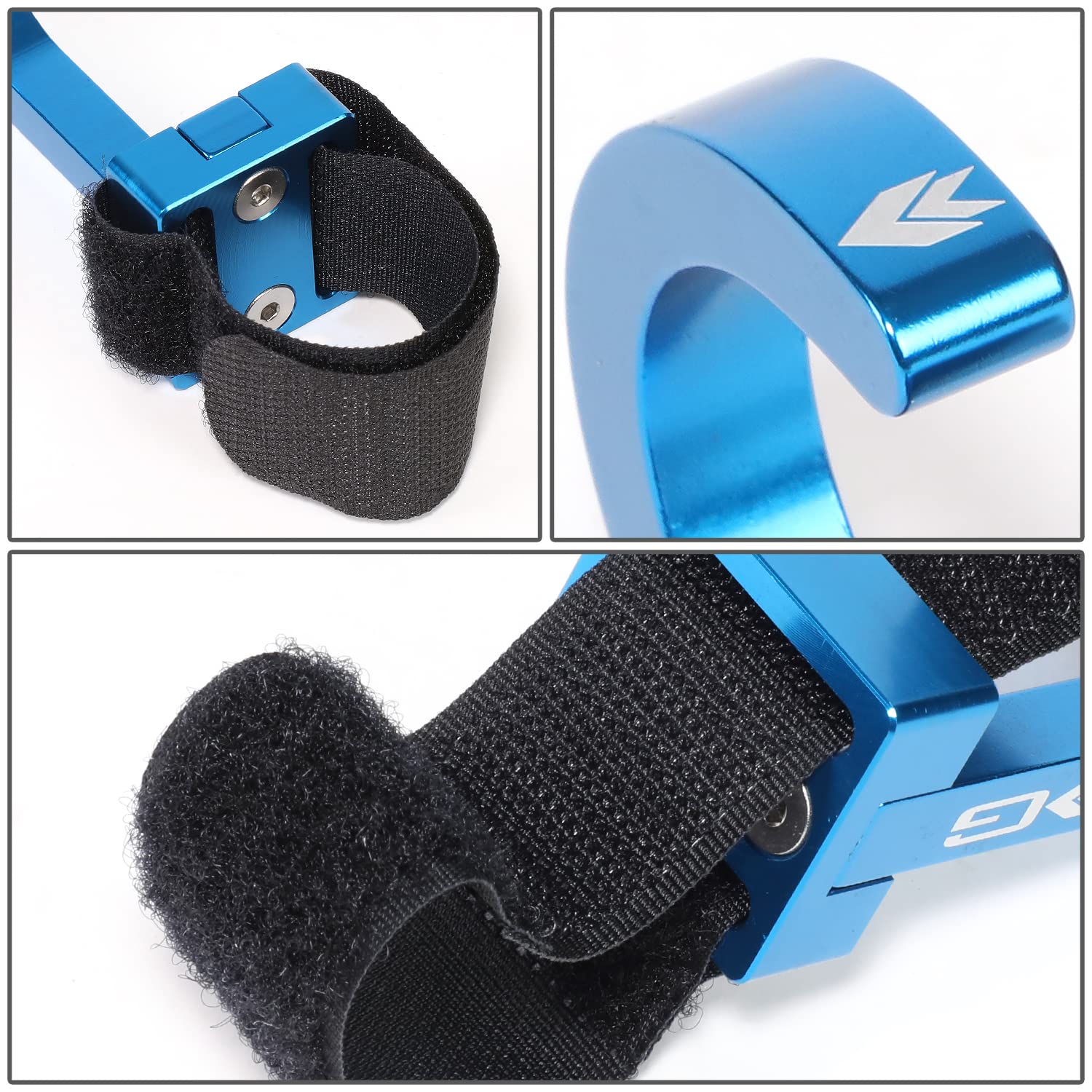 CNC Aluminum Steering Wheel Hook NRG Innovations with Adjustable Nylon Strap, 80mm L X 49mm W X 30mm D,Blue
