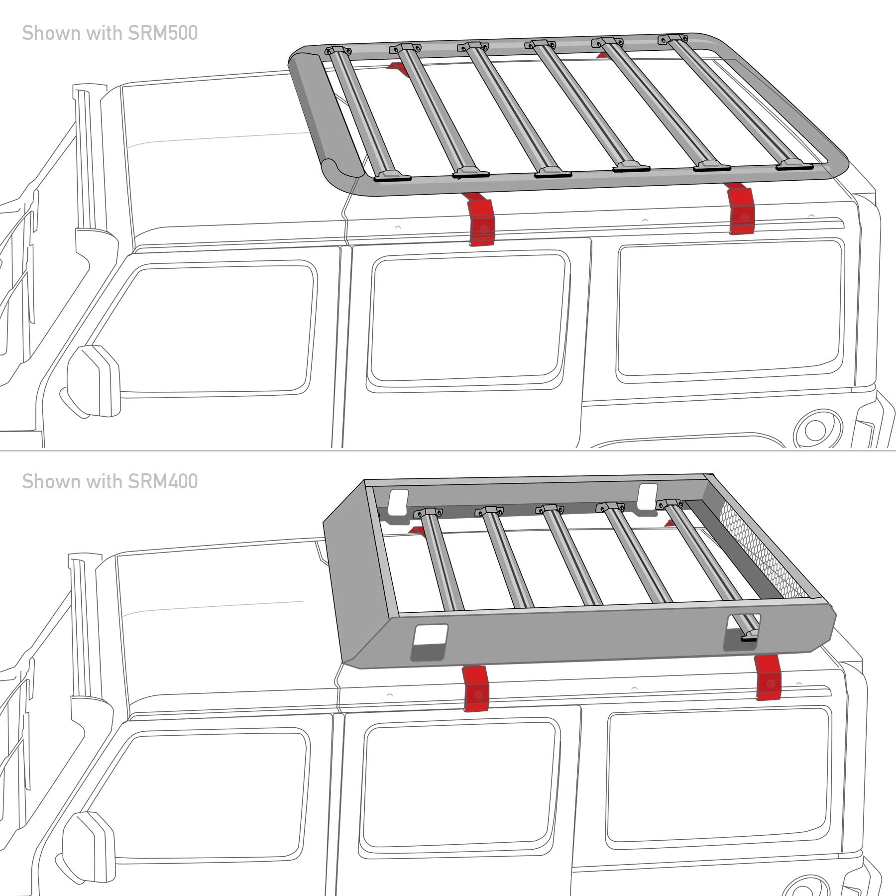 Go Rhino Mounting Kit SRM - 4 Gutter Mounts | Mild Steel, Textured Black | 5910010T | Fits Go Rhino SRM300, SRM400, SRM500, & SRM600 Roof Racks (Excludes SRM300 Racks on Jeep Wrangler)