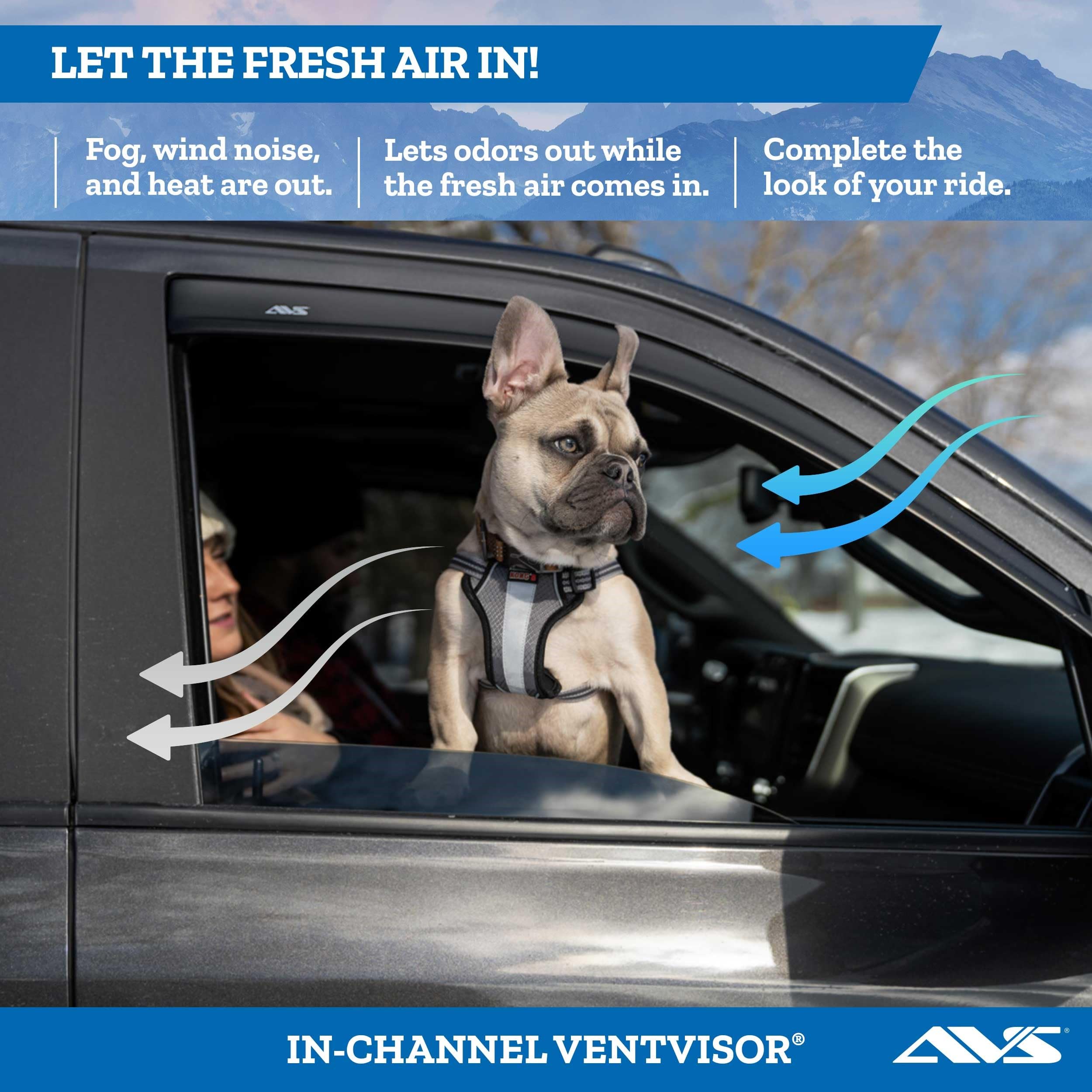 In-Channel Auto Ventshade [AVS] Rain Guards for 1996 - 2024 Chevy Express/GMC Savana 1500; 1996-2024 Express & Savana 2500,3500; 09-20/4500+ | Window Vent Visors, 2 pcs. - Smoke | 192455