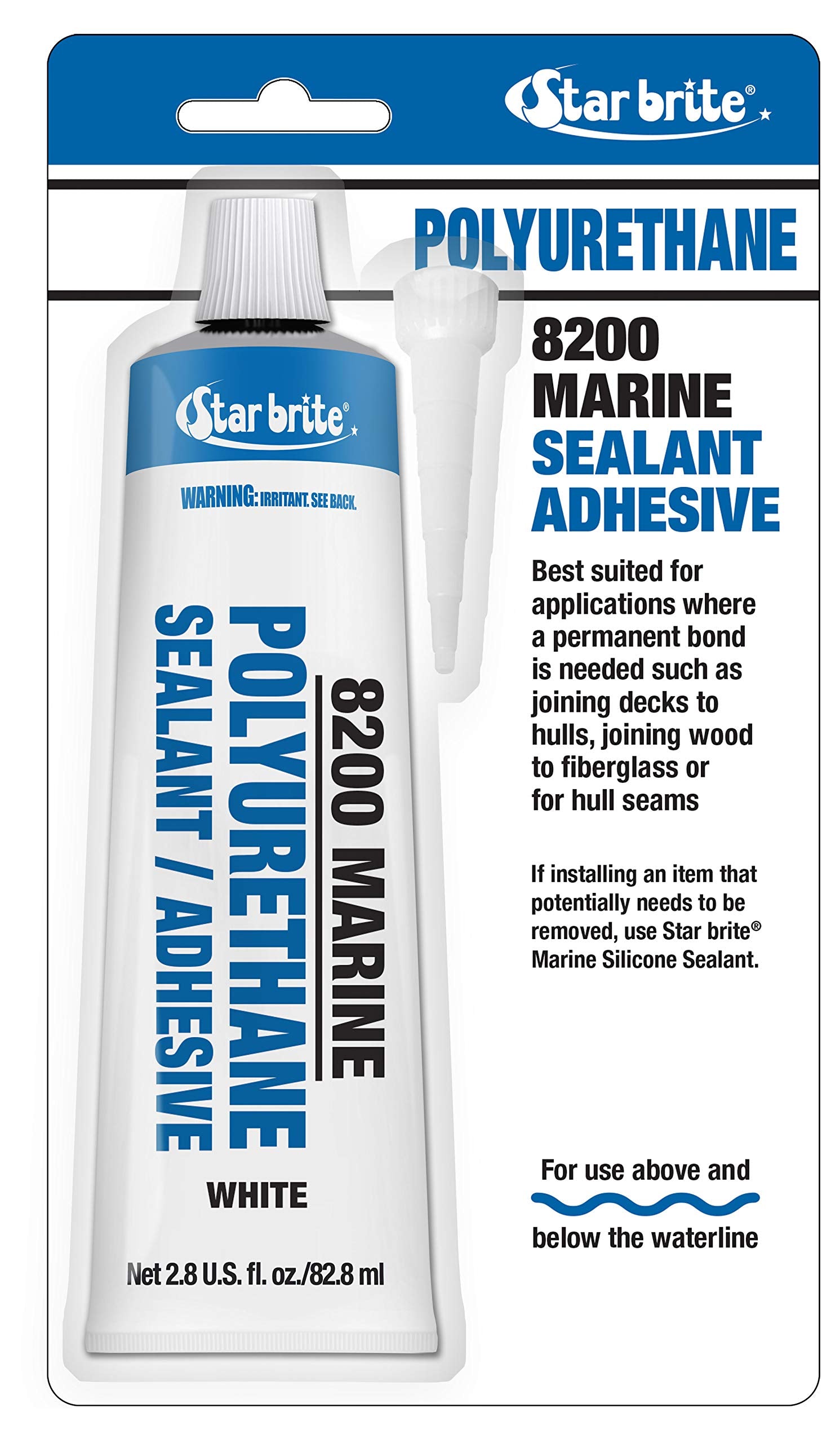 Marine Polyurethane Sealant & Adhesive STAR BRITE - Permanent Waterproof Bond for Decks, Hulls, Wood, Fiberglass - Flexible, Paintable, UV & Water Resistant - Above & Below Waterline - White (083301)