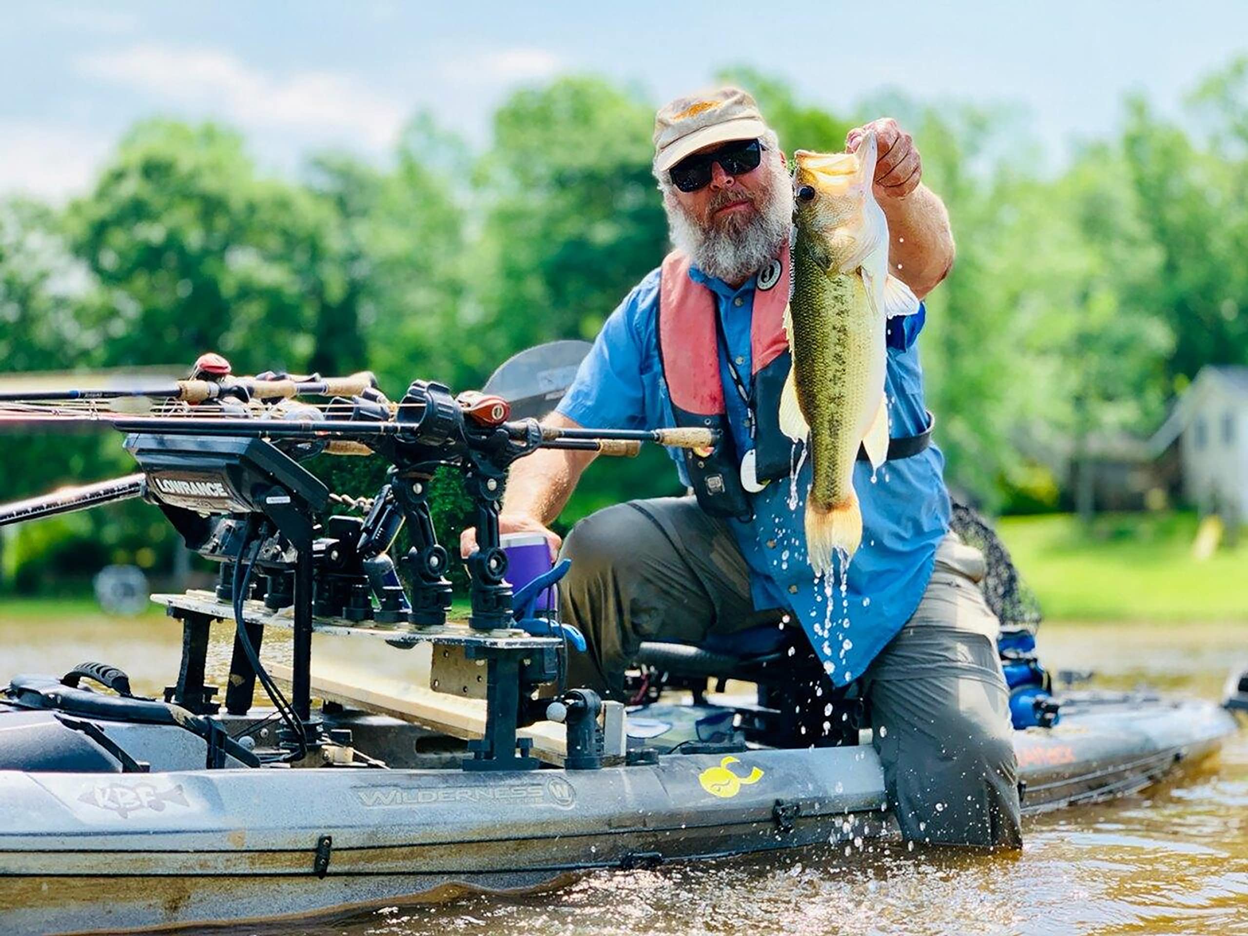 YakAttack Rod Holder Omega Pro | Track Mount Fishing for Kayak & Boat | Secure & Adjustable LockNLoad System | Compatible with Spinning, Casting, Fly Reels | Kayak Track Mount Accessories
