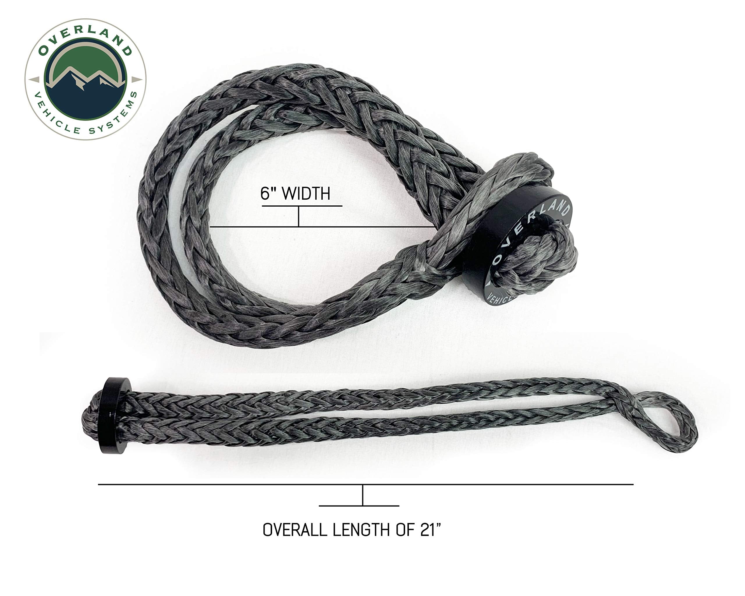 5/8" Overland Vehicle Systems Soft Shackle 44,500 lb. with Collar - 22" - 600 Denier Ballistic Nylon Storage Bag - Dyneema Synthetic Fiber Rope with Collar - for Automotive Recovery and Towing