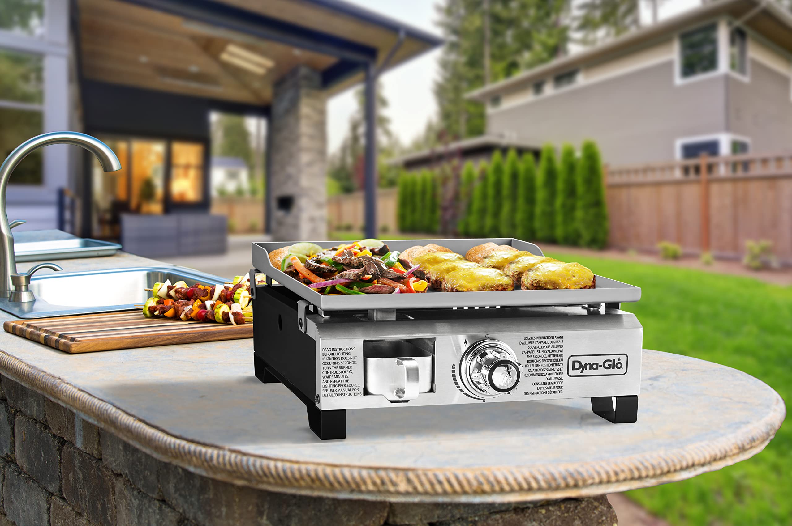 18,000 BTU Portable Liquid Propane Gas Griddle - Stainless Steel