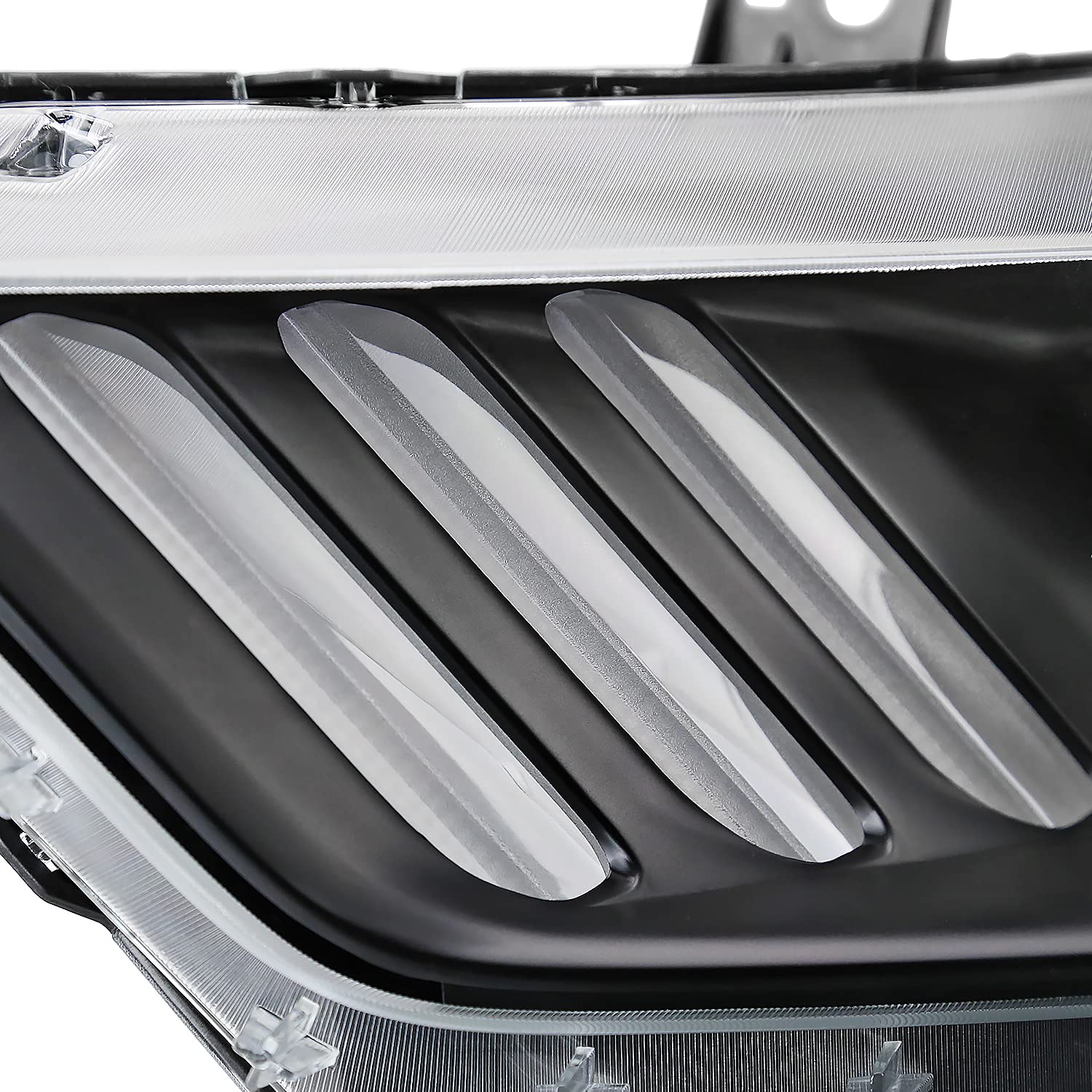 Left Driver Side SPEC-D TUNING Black Projector Headlight w/LED Bar Compatible with 2015-2017 Ford Mustang