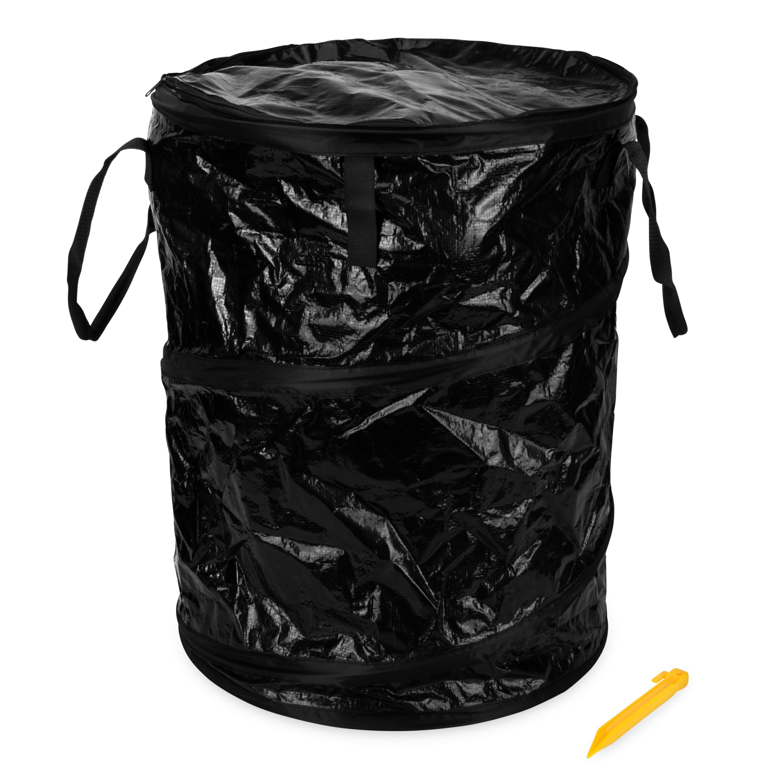 Pop-Up Camco Utility Container - Use as Collapsible Trash Can When Camping - Holds 30-Gallon Kitchen-Size Trash Bags - Stands 2-Ft Tall & Collapses for RV Storage and Organization (42893-A)