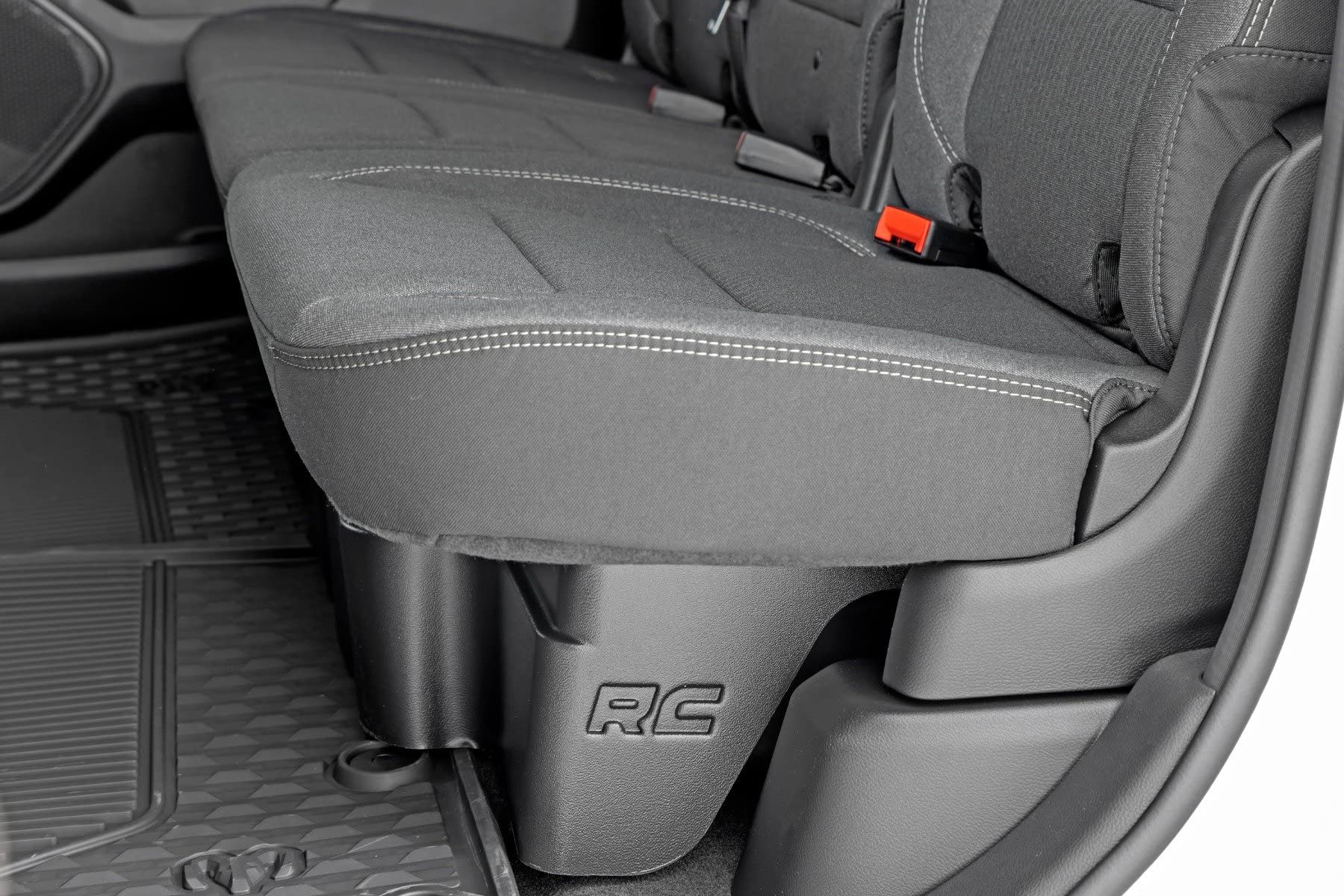 Rough Country Under Seat Storage for Crew Cab Ram 1500 (2019-2026) - Heavy-Duty Thermoplastic, Anti-Skid, Custom-Fit Rear Seat Organizer Tray