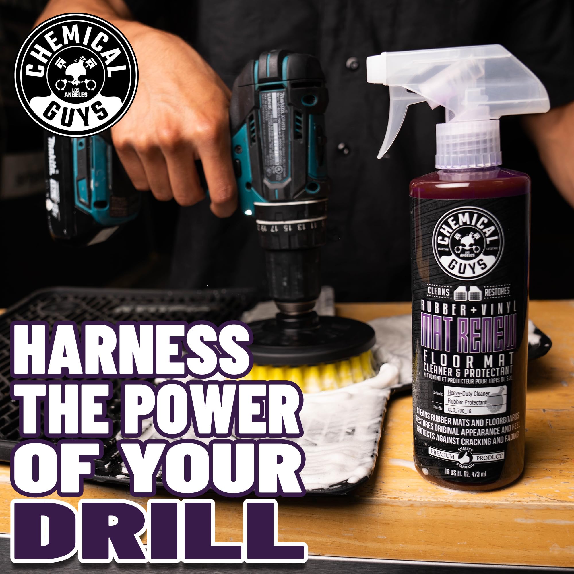 Chemical Guys Rubber and Vinyl Mat Renew Car Floor Cleaner & Protectant - Cleans & Restores Liners, Running Boards, Safe for Cars, Trucks, SUVs, and More - 16 oz
