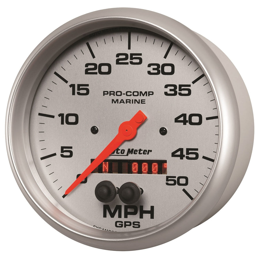 Speedometer AutoMeter 200644-33 Gauge (Marine Silver Ultra-Lite 5", 50Mph, GPS, Marine Silver)
