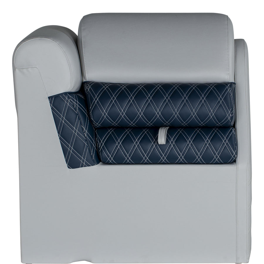 Lippert Lean Back Sunset Collection Pontoon Chaise, Ergonomic Foam Cushioning, Marine-Grade Vinyl, Hinged Seat with Dry Storage, Corrosion-Resistant Hardware, 31"L x 32.25"W x 18"H - 2024024097