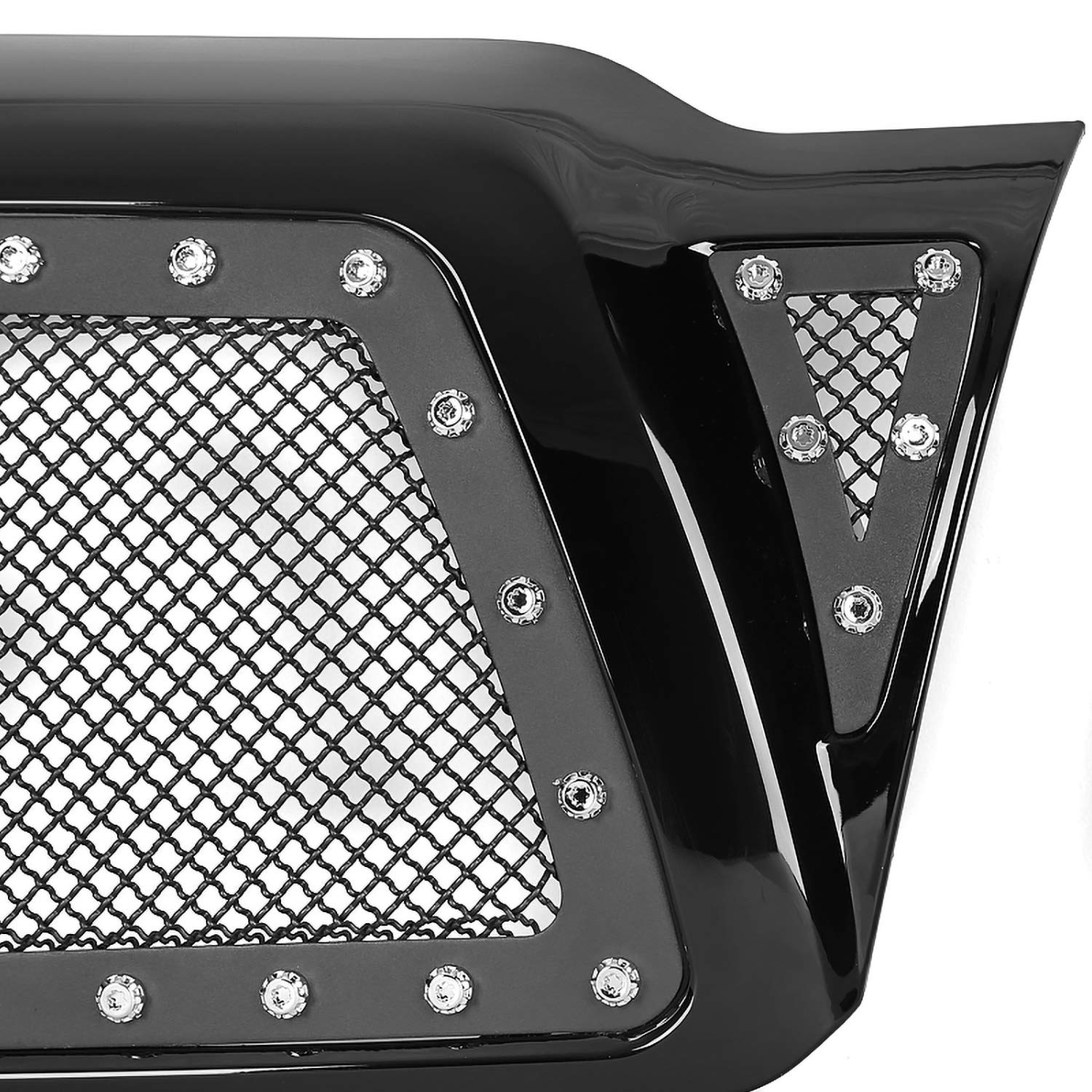 Glossy Black ABS Rivet Mesh Style Front Hood Grille Spec-D Tuning Compatible with 2005-2011 Toyota Tacoma