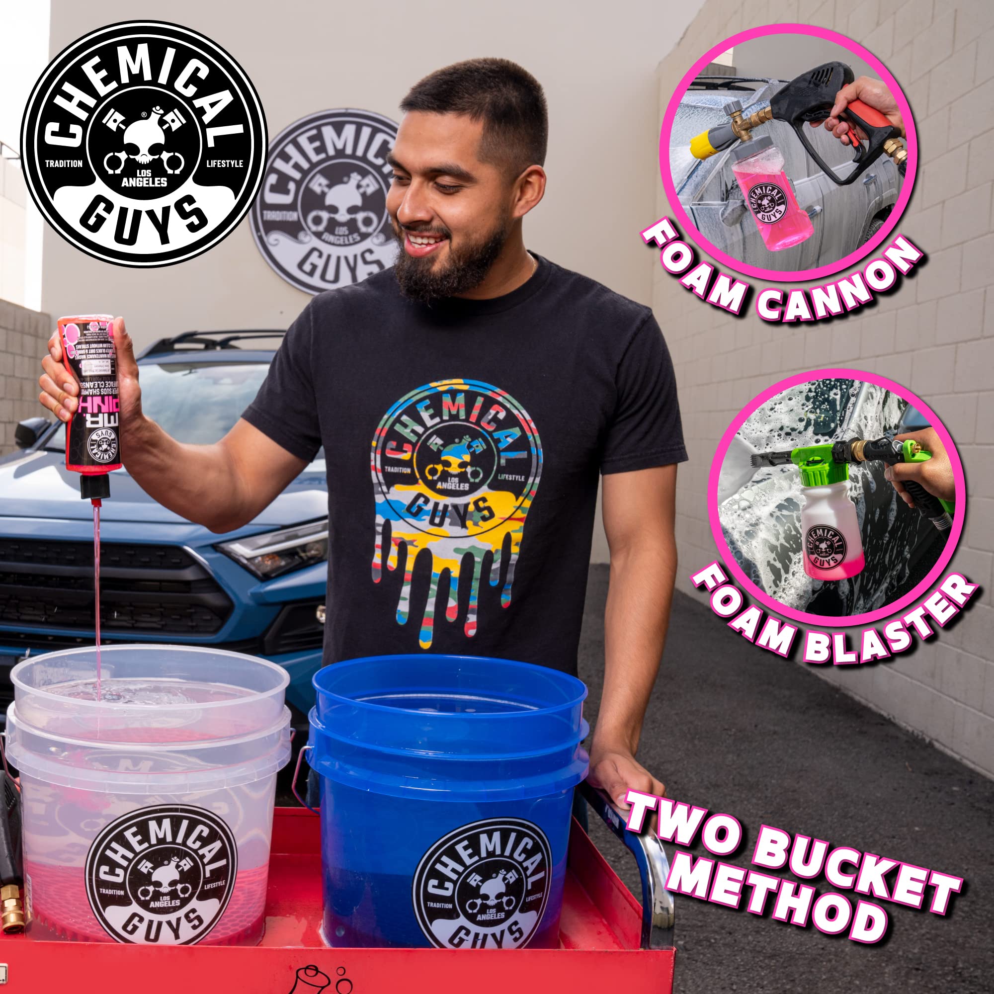Chemical Guys Car Wash Soap Mr. Pink - 64 oz Super Suds Foaming Soap for Cannon, Blaster, or Bucket Washing - pH Balanced, Safe on Wax, Sealant, Ceramic, and Clear Coat Finishes