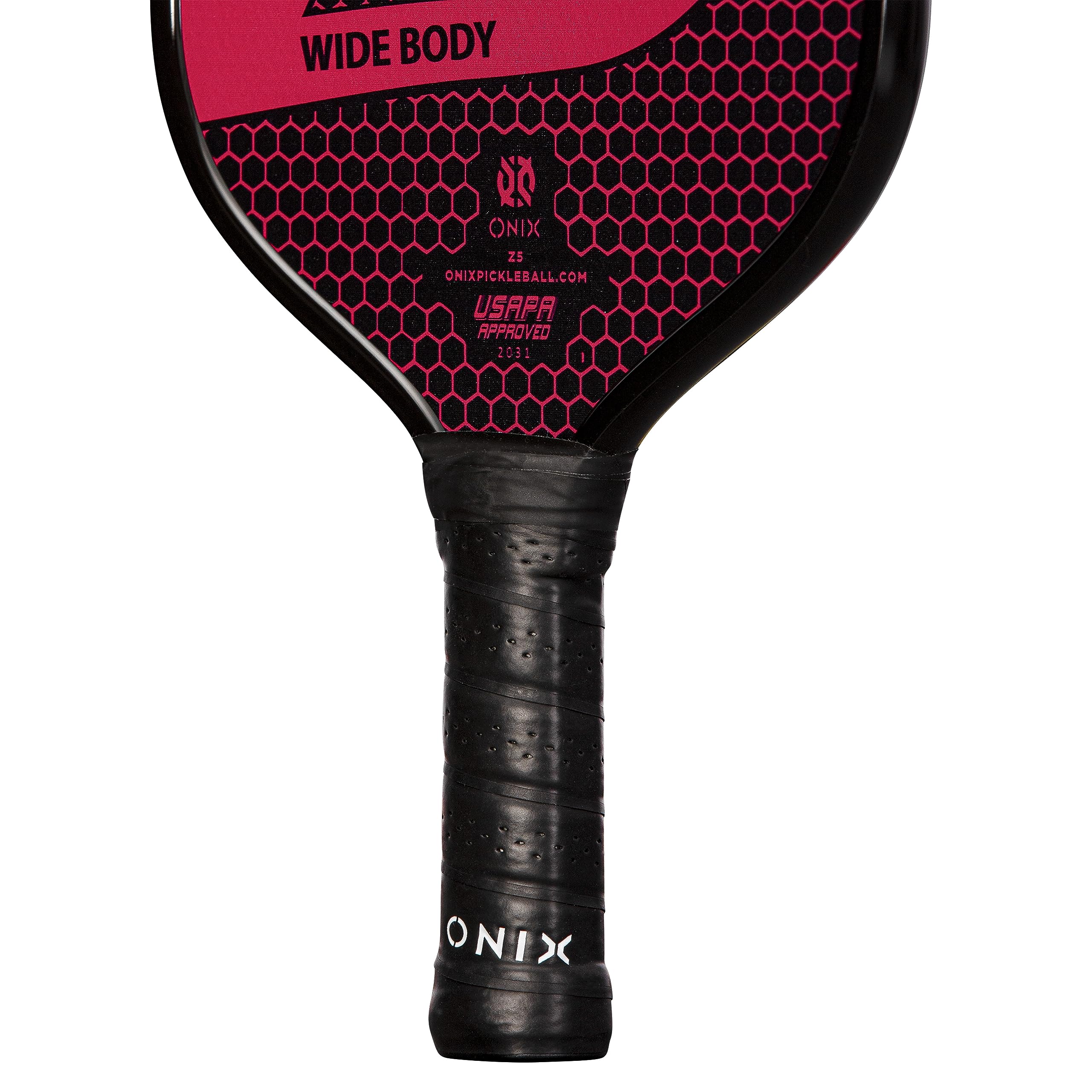 Graphite ONIX Z5 Pickleball Paddle (Graphite Carbon Fiber Face with Rough Texture Surface, Cushion Comfort Grip and Nomex Honeycomb Core for Touch, Control, and Power), Pink