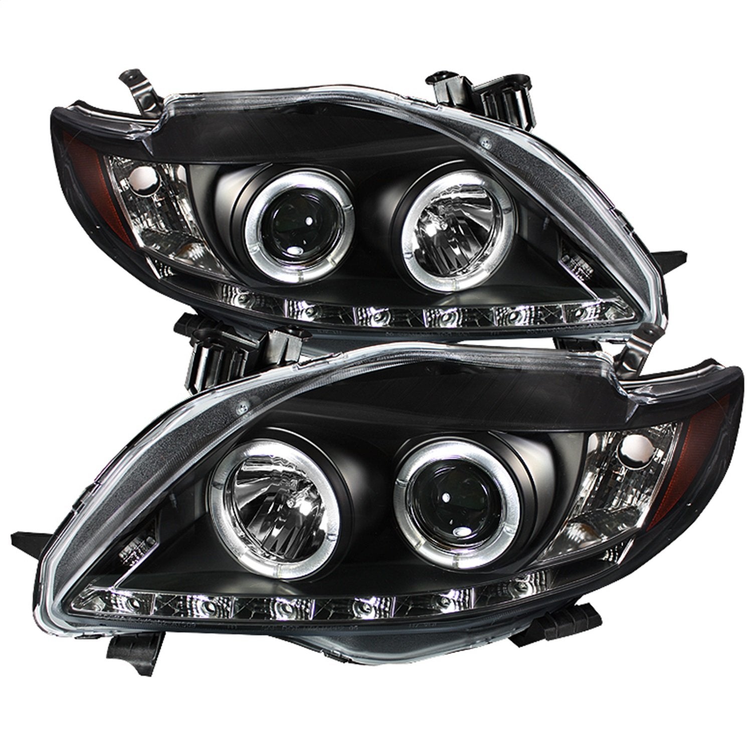 LED Halo Spyder Auto Projector Headlights Black/Clear 5032515