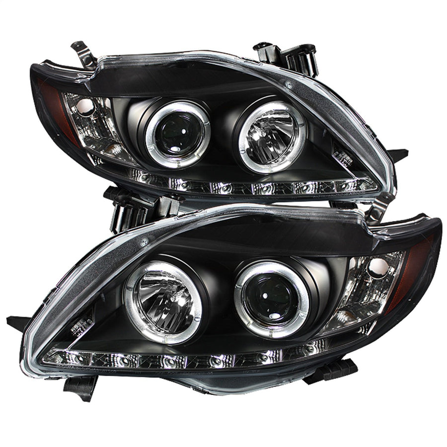 LED Halo Spyder Auto Projector Headlights Black/Clear 5032515