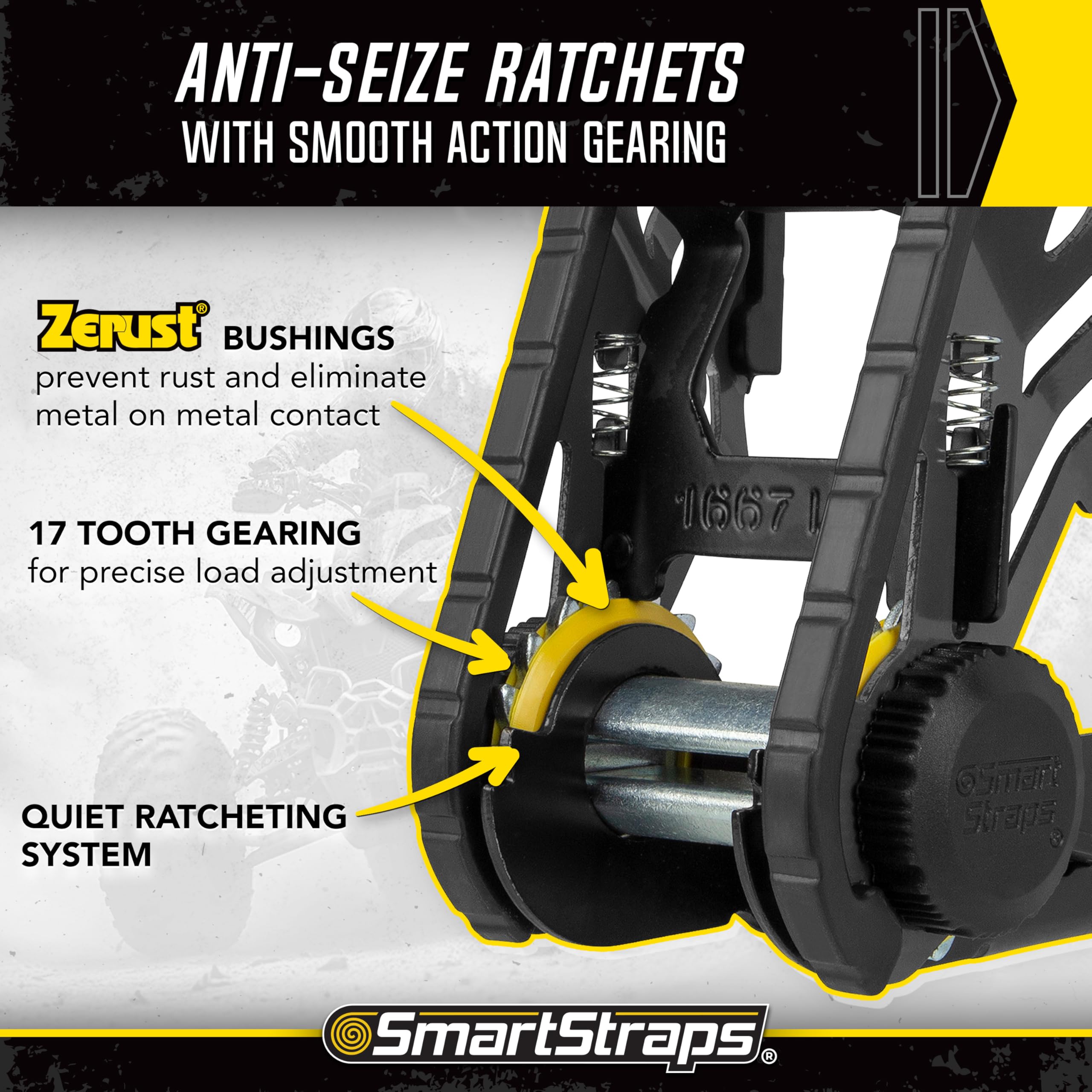 14-Foot SmartStraps Ratchet Tie Down Straps 2-Pack, Tactical Handle, ZeRust Technology, 1,667 lb Safe Work Load, 5,000 lb Break Strength