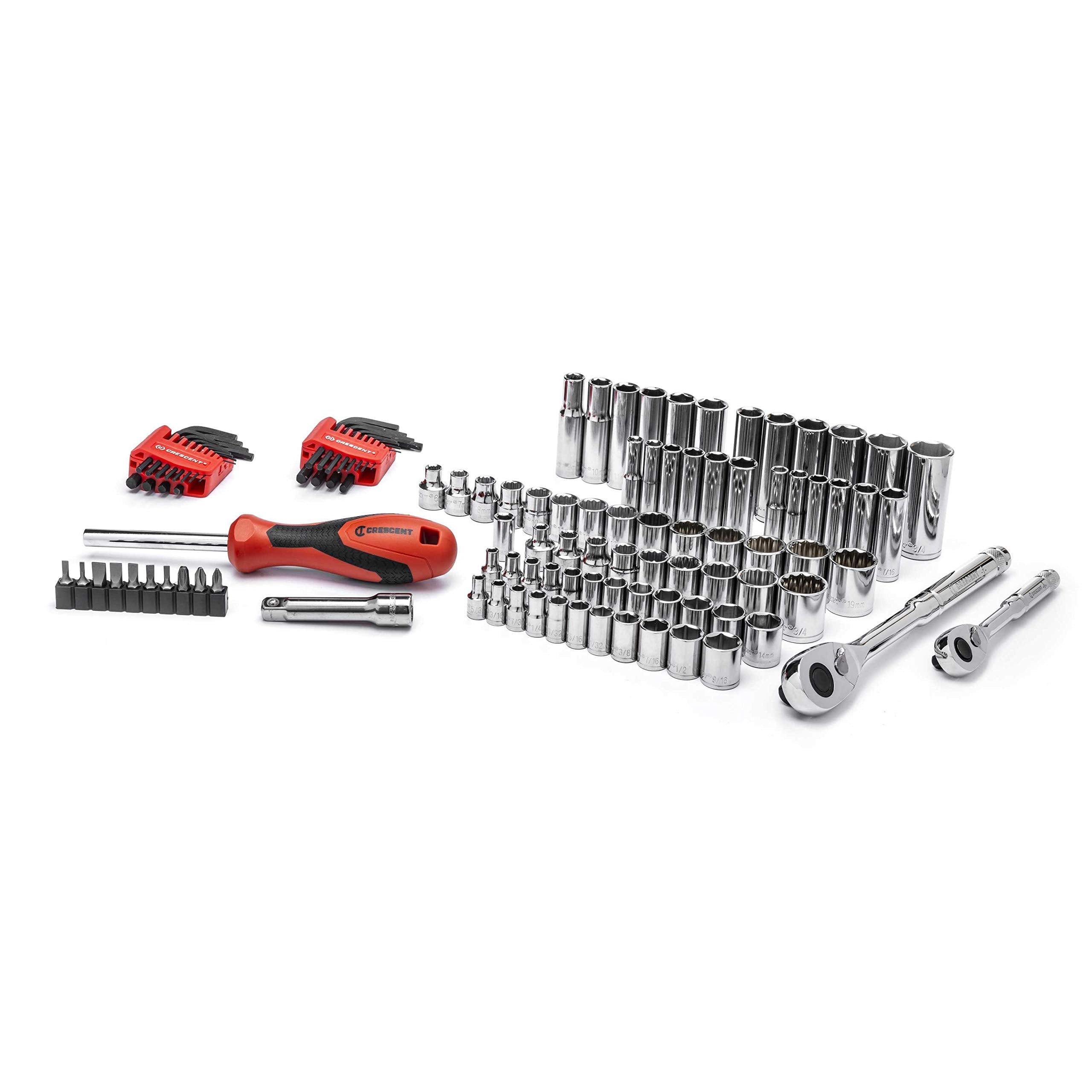 Crescent 84 Piece Mechanics Tool Set 1/4" & 3/8" Drive 6 & 12 Point Standard & Deep SAE/Metric - CTK84C