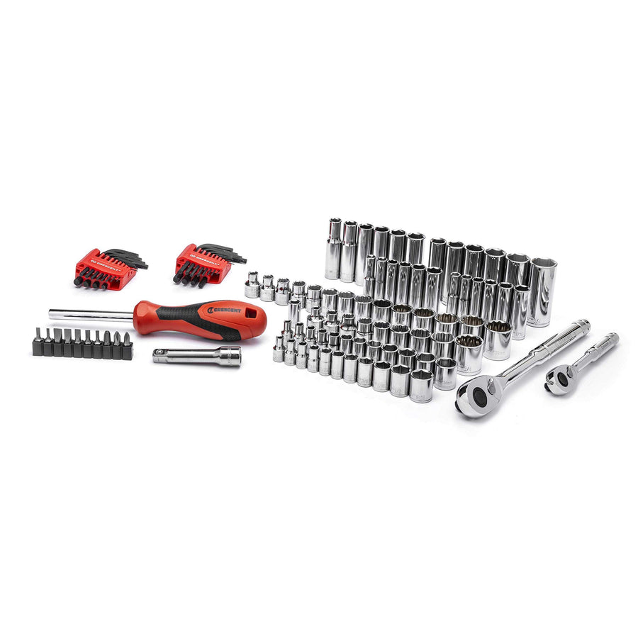 Crescent 84 Piece Mechanics Tool Set 1/4" & 3/8" Drive 6 & 12 Point Standard & Deep SAE/Metric - CTK84C