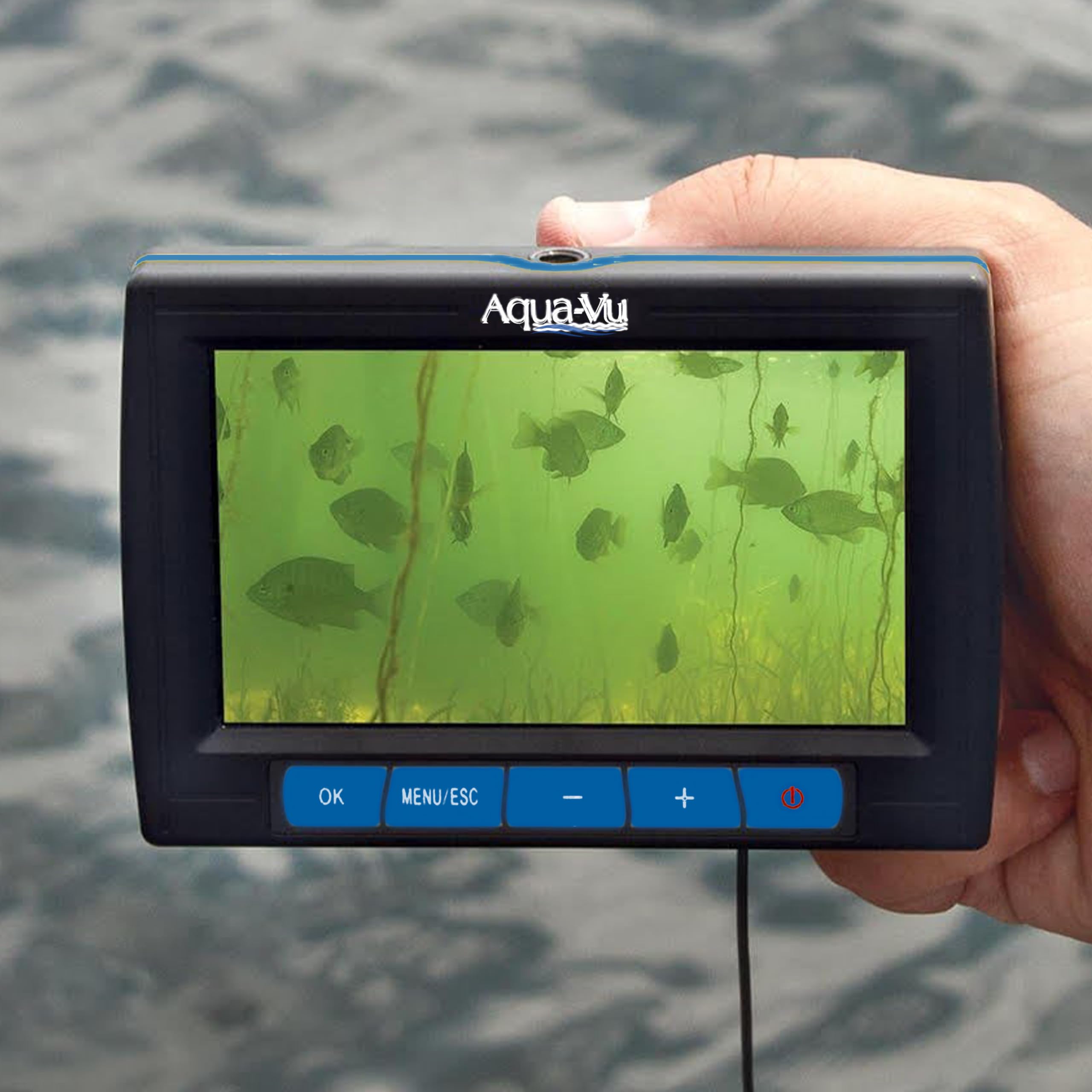 Aqua-Vu 4.3 Micro Stealth Underwater Fishing Pocket Camera, 4.3” LCD, High Resolution Full Color Camera, Auto Infrared Lights, 50 Ft Durable Cable for Fishing and Ice Fishing, Blue Edition