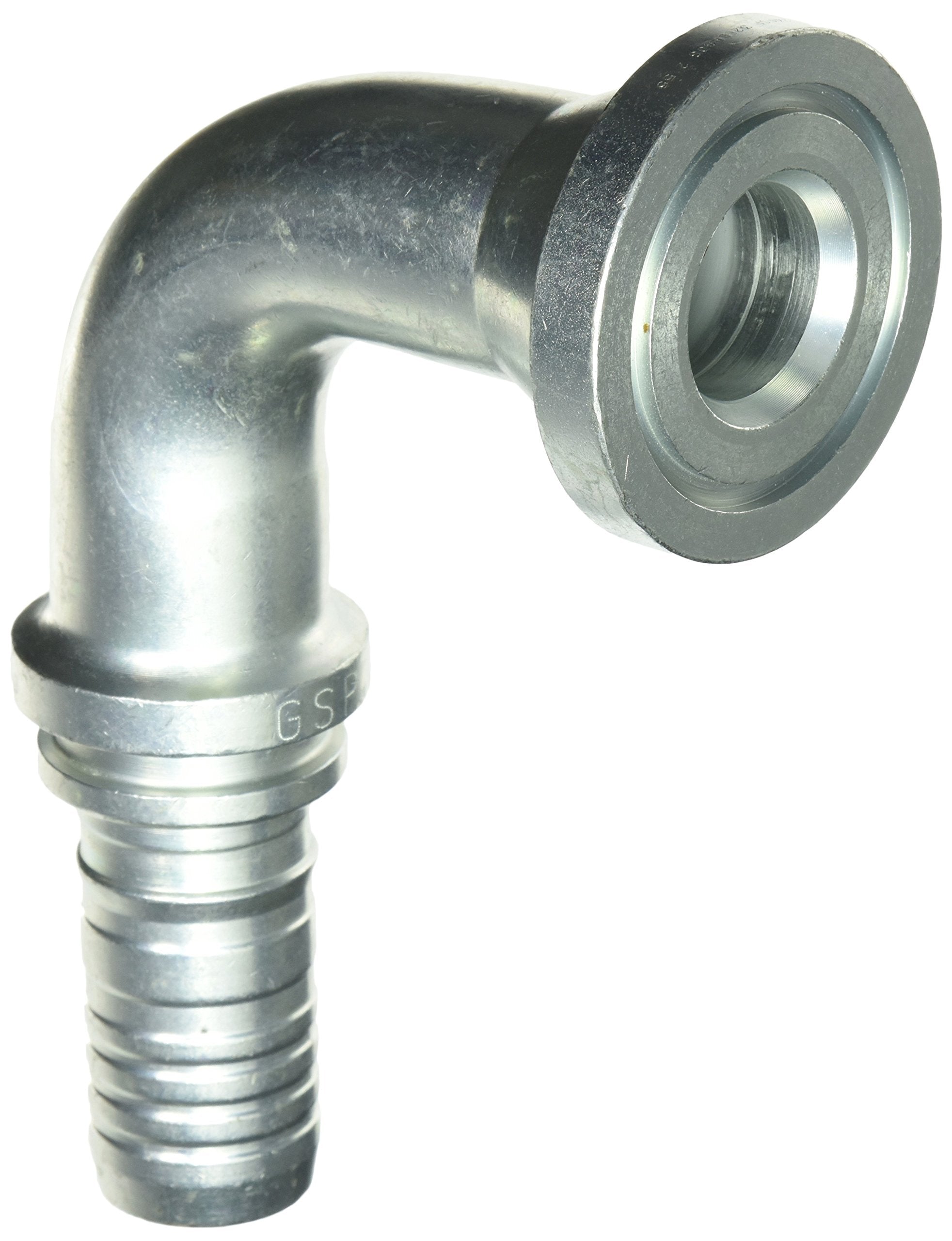 GlobalSpiral Couplings Gates 24GSP-32FLH90S, Code 62 O-Ring Flange Heavy, Zinc Plated Carbon Steel, 6.96", 90° Bent Tube, 1 1/2" ID