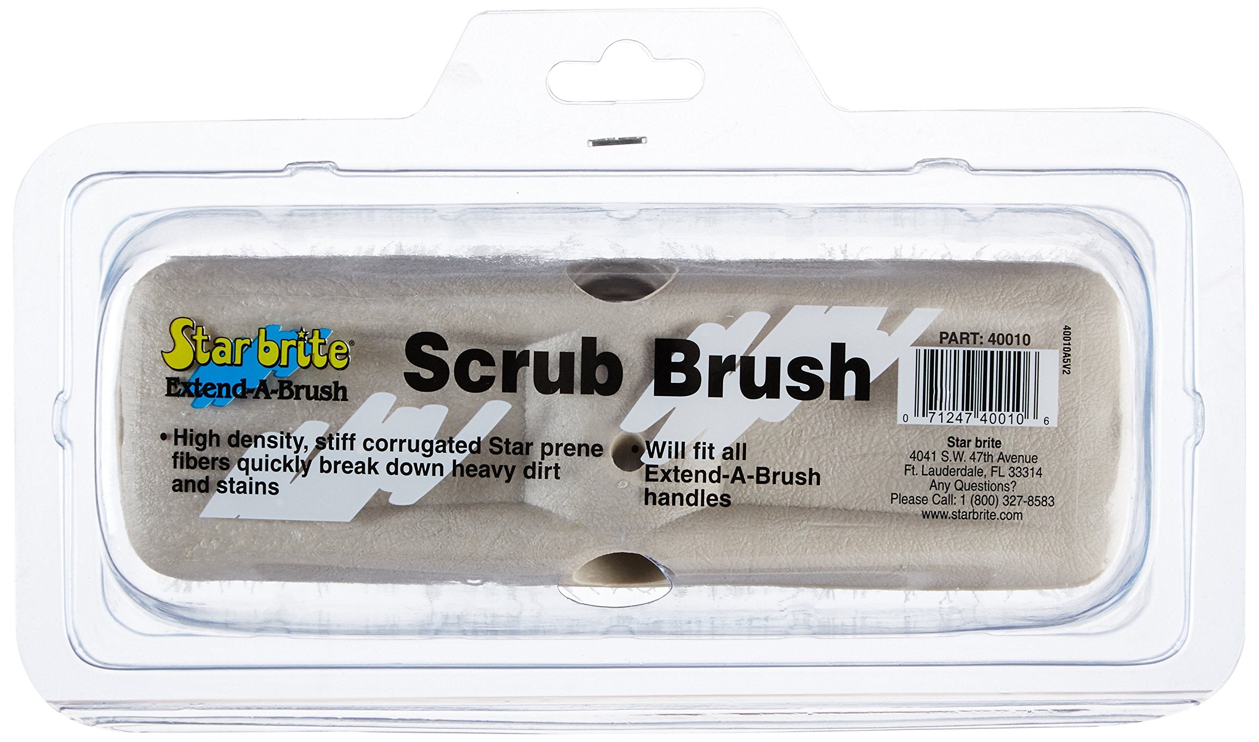 8" STAR BRITE Heavy Duty Cleaning Brush – Durable, High-Density Star Prene Fibers for Boat Decks, Docks & Tough Surfaces – Fits 3/4" Threaded or Extend-A-Brush Handles – Stiff Bristle, White (040010)