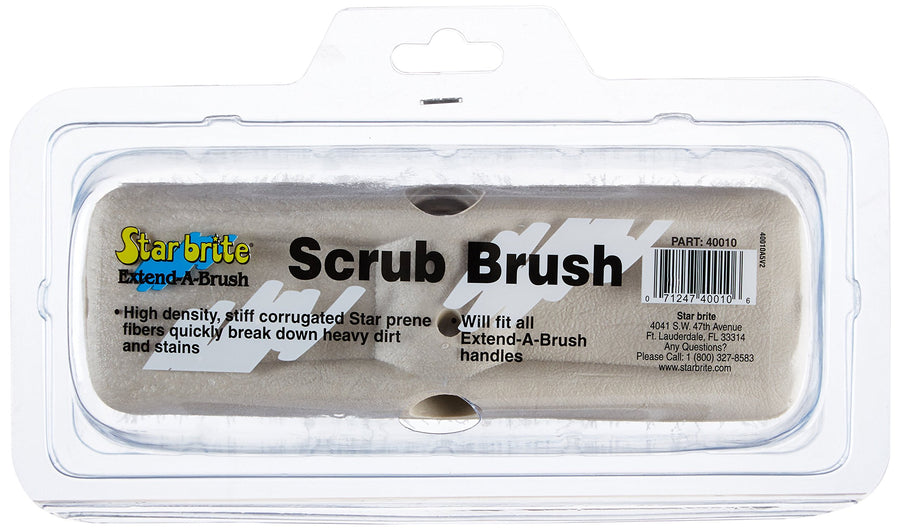 8" STAR BRITE Heavy Duty Cleaning Brush – Durable, High-Density Star Prene Fibers for Boat Decks, Docks & Tough Surfaces – Fits 3/4" Threaded or Extend-A-Brush Handles – Stiff Bristle, White (040010)