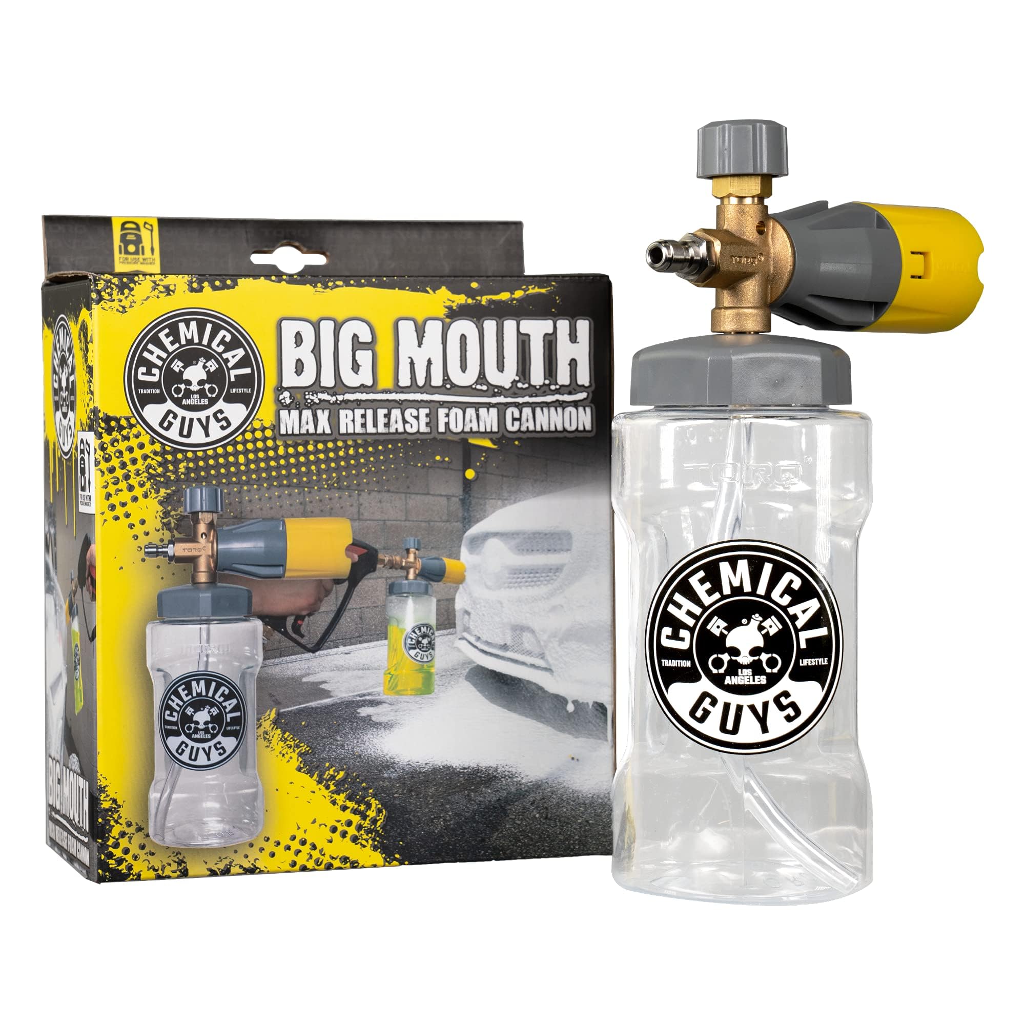 Chemical Guys Max Release Big Mouth Foam Cannon - Foam Cannon for Pressure Washer for Car Wash, Home Cleaning, and Boat Wash with 34 oz Bottle