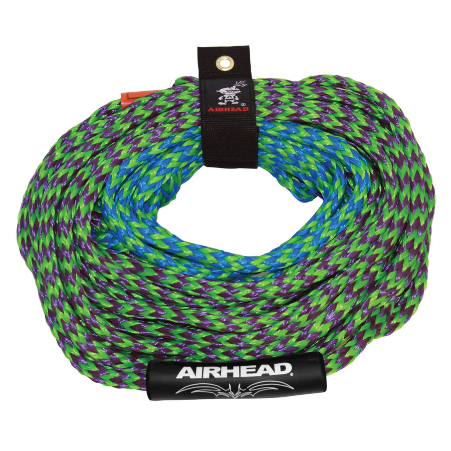 Airhead Tow Rope 2 Section, 1-4 Rider Towable Tube Compatible, Dual Sections, 4,150lb Break Strength, 50 ft and 60 ft Options, Keeper Included