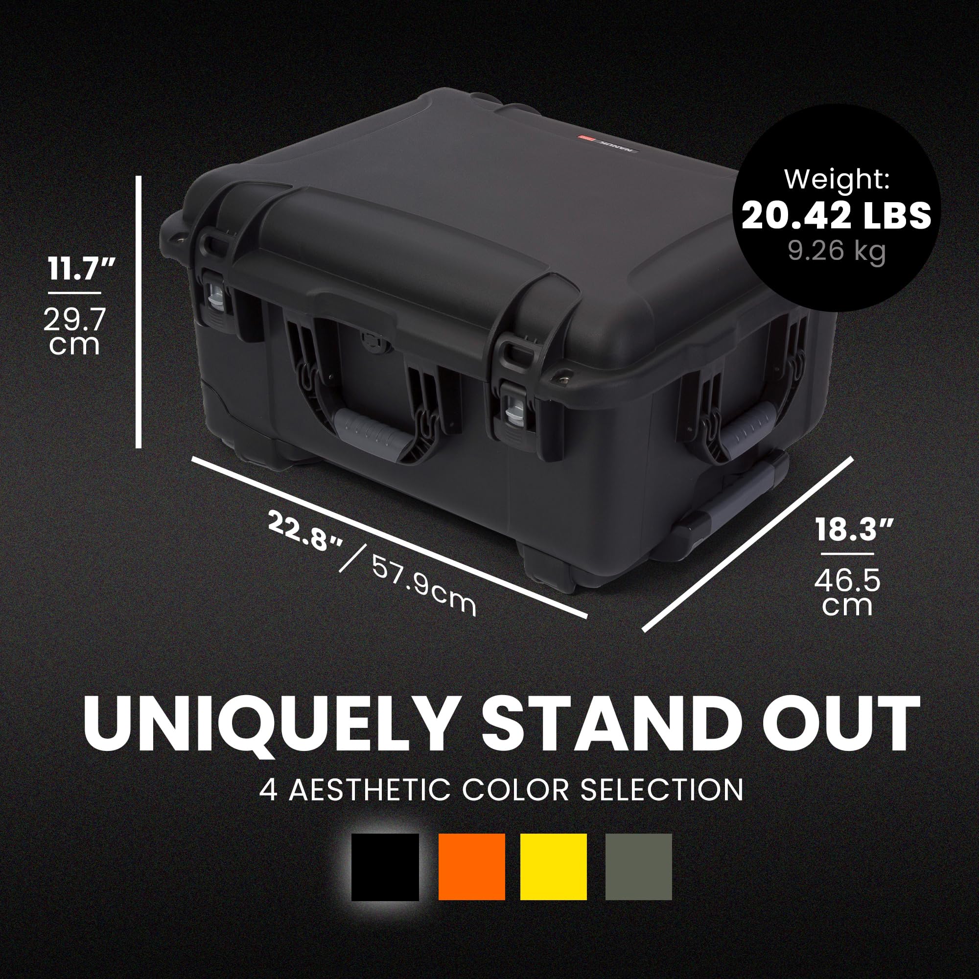 Pro Photo Kit NANUK 950 – Waterproof Travel Camera Hard Case with Padded Dividers and Wheels, 22.8” x 18.3” x 11.7”, Dustproof and Impact-Resistant, Ideal for Heavy Loads – Black