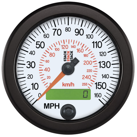88mm Stack ST3851 White 0-160 MPH/260 km/h Programmable Electronic Speedometer