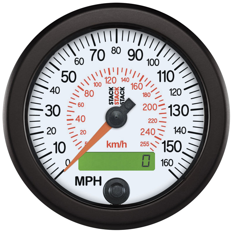 88mm Stack ST3851 White 0-160 MPH/260 km/h Programmable Electronic Speedometer