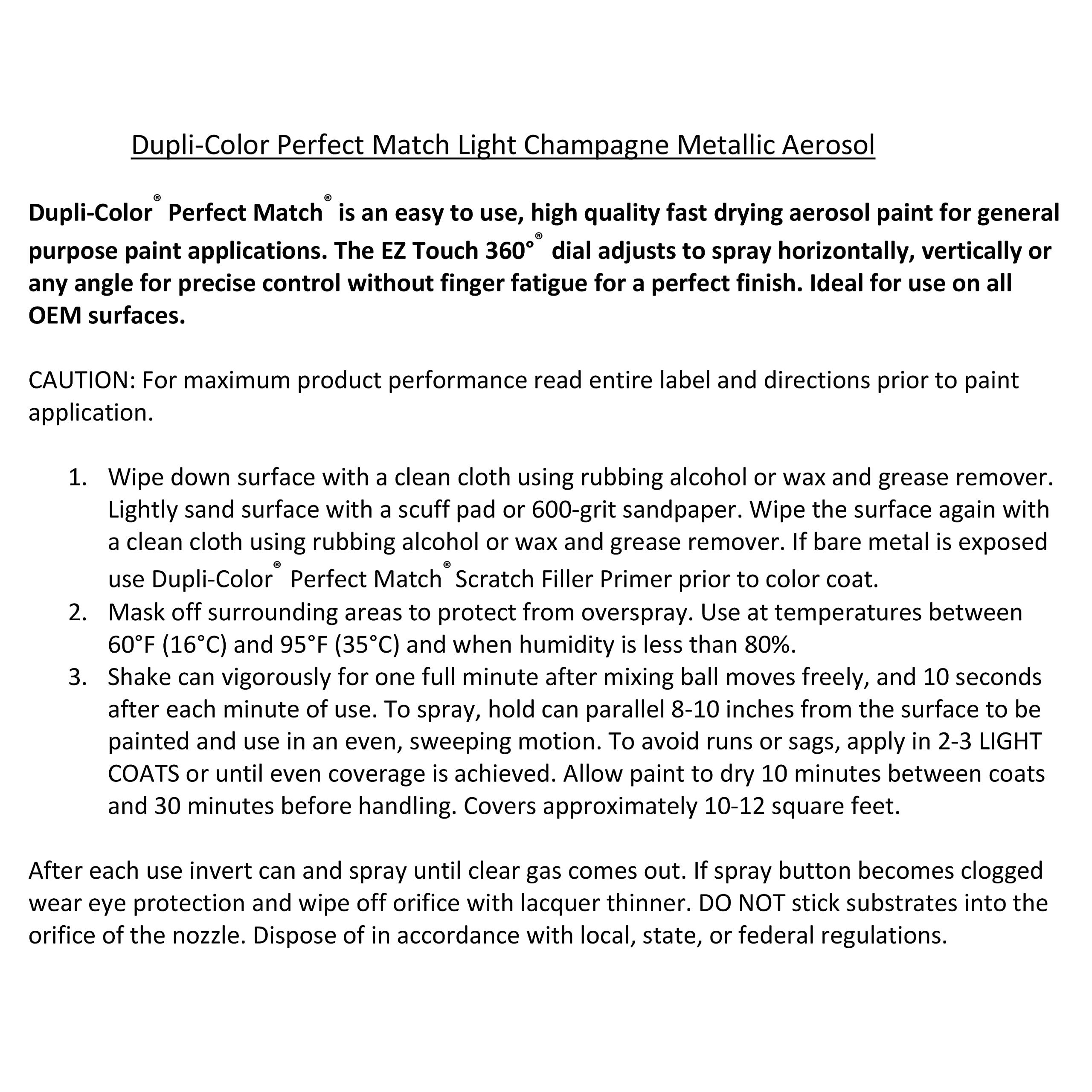 Chrysler Light Champagne Metallic Dupli-Color EBCC03837 Perfect Match Automotive Spray Paint – 8 oz. Aerosol Can