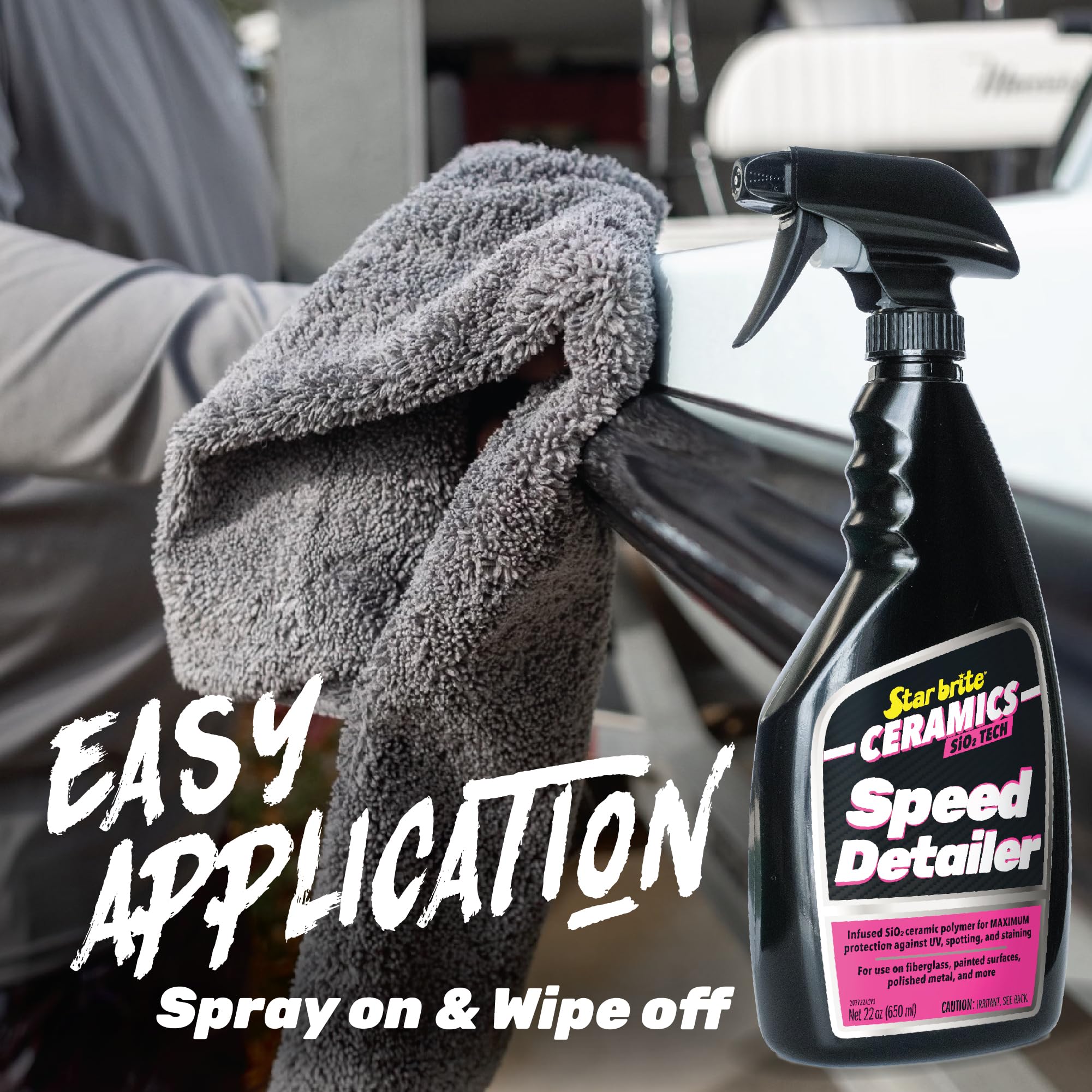 Ceramics STAR BRITE Speed Detailer SiO2 Infused - Ultimate Shine & Protection for Vehicles & Boats, Enhances Water Beading 22 oz Spray (203722)