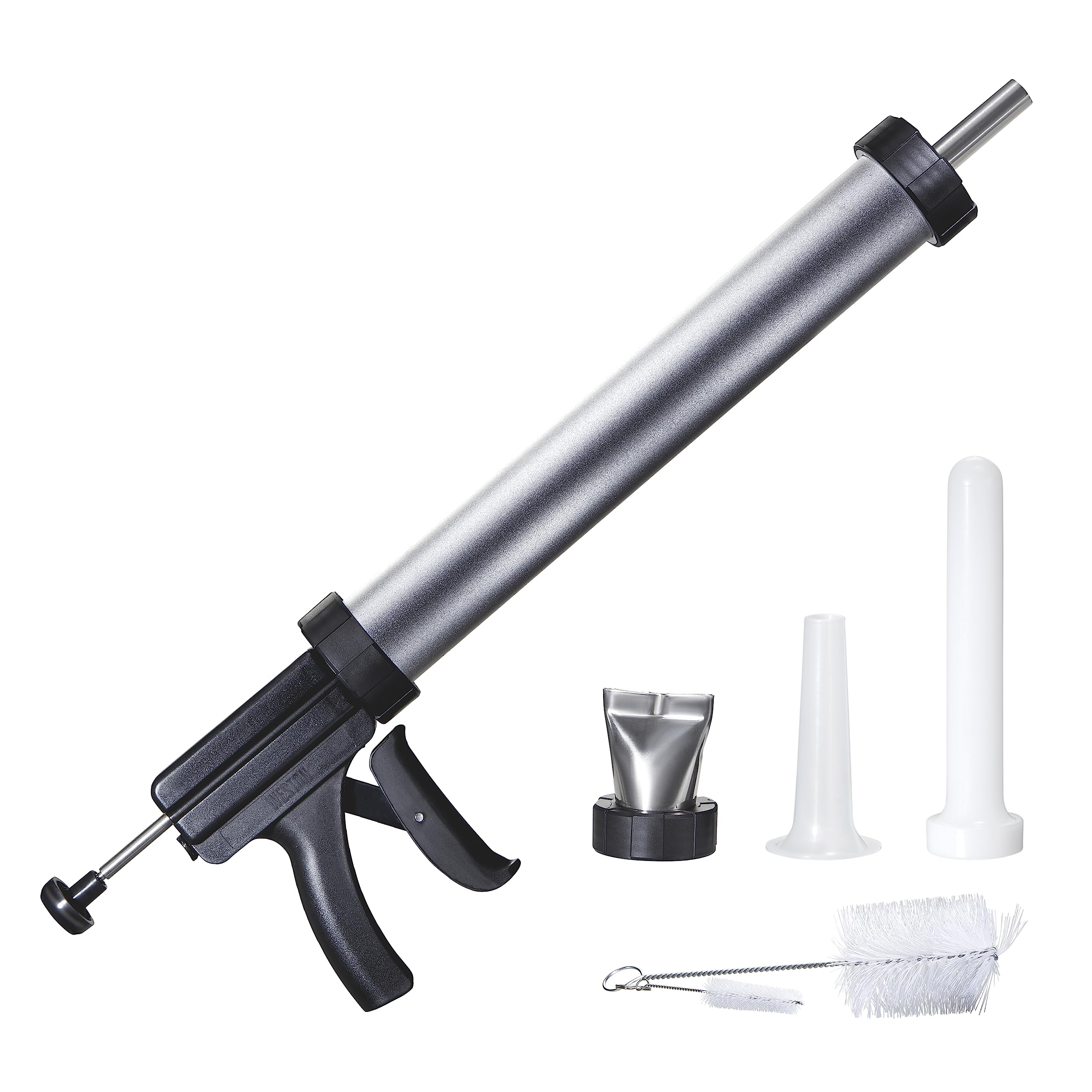 Weston Beef Jerky Original Gun Kit, Makes Flat and Round Snack Sticks, 1.5lbs Meat Capacity, With Sausage Funnel, 2 Nozzles, Stomper and Two Cleaning Brushes, Gifts for Men, Black (37-0150-W)