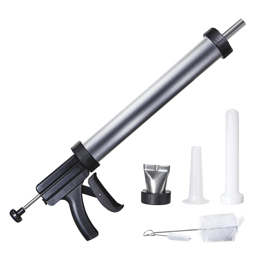 Weston Beef Jerky Original Gun Kit, Makes Flat and Round Snack Sticks, 1.5lbs Meat Capacity, With Sausage Funnel, 2 Nozzles, Stomper and Two Cleaning Brushes, Gifts for Men, Black (37-0150-W)