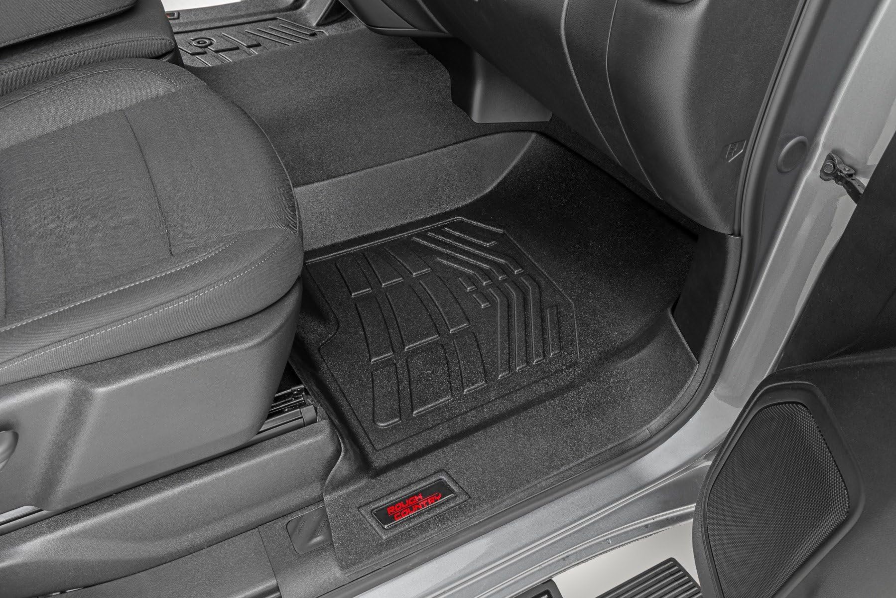Sure-Fit Rough Country Floor Mats for Chevy Silverado & GMC Sierra 1500/2500HD/3500HD (2019-2025) Crew Cab with Bucket Seats, Front & Rear Set