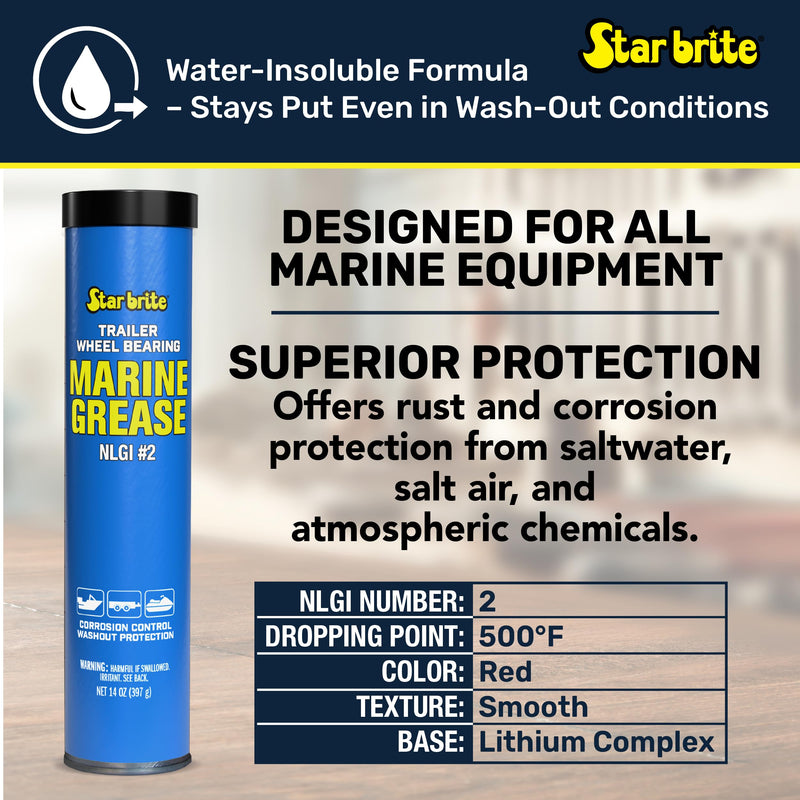 Wheel Bearing Grease STAR BRITE - Marine Grade Boat Trailer - 14 OZ Grease Gun Cartridge (026014)