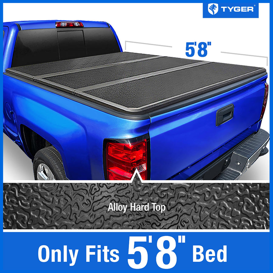 Tonneau Cover Tyger Auto T5 Alloy Hardtop Truck Bed Compatible with 2014-2018 Chevy Silverado / GMC Sierra 1500; 2019 LD/Limited Only | 5'8" Bed (69") | TG-BC5C3006 Hard Folding Solid Tri-Fold