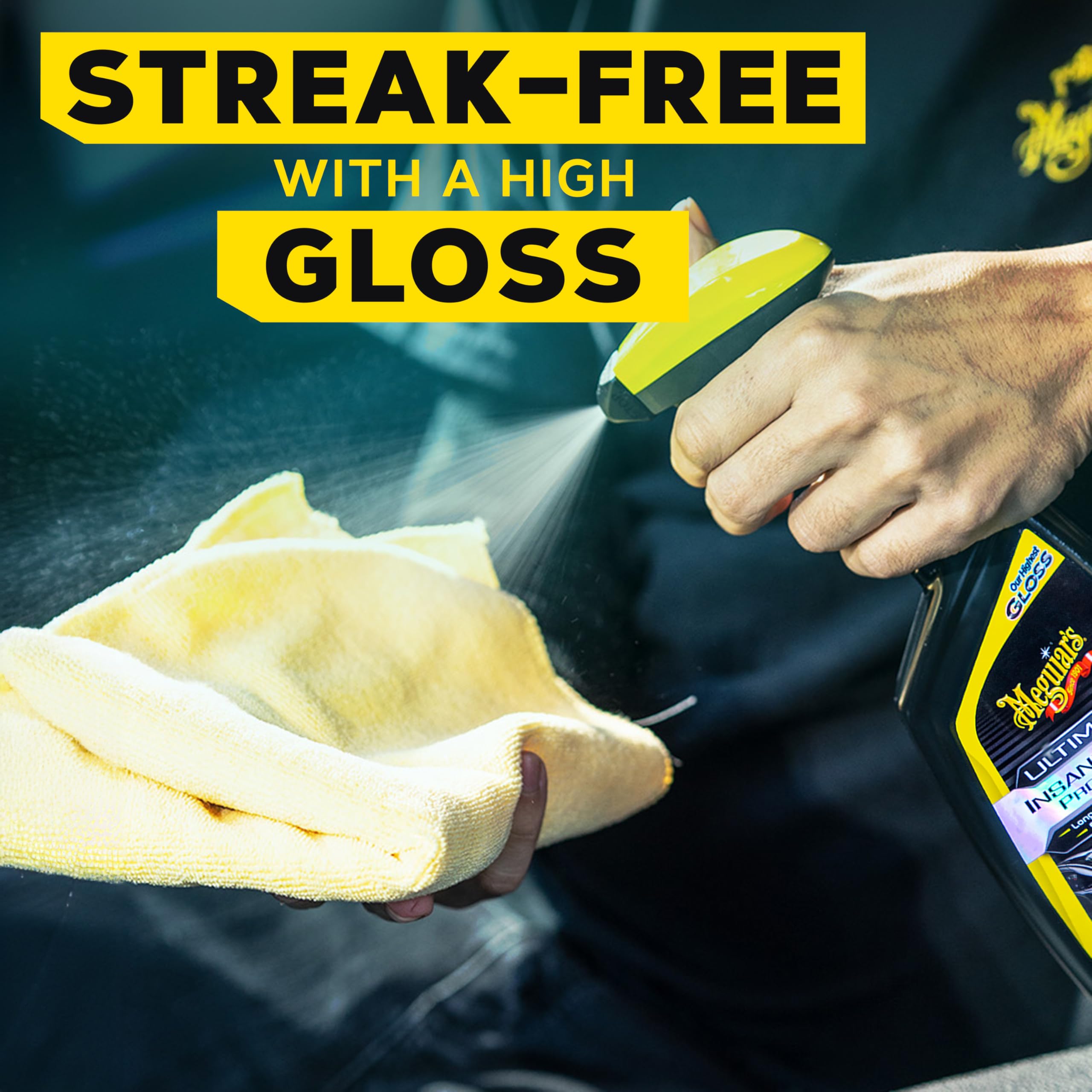 Ultimate Insane Shine Protectant Meguiar's G220216, Car Cleaning Spray That Creates a Lasting and Glossy Shine, Auto Care Product Safe for Exterior and Interior Surfaces, 16 Oz