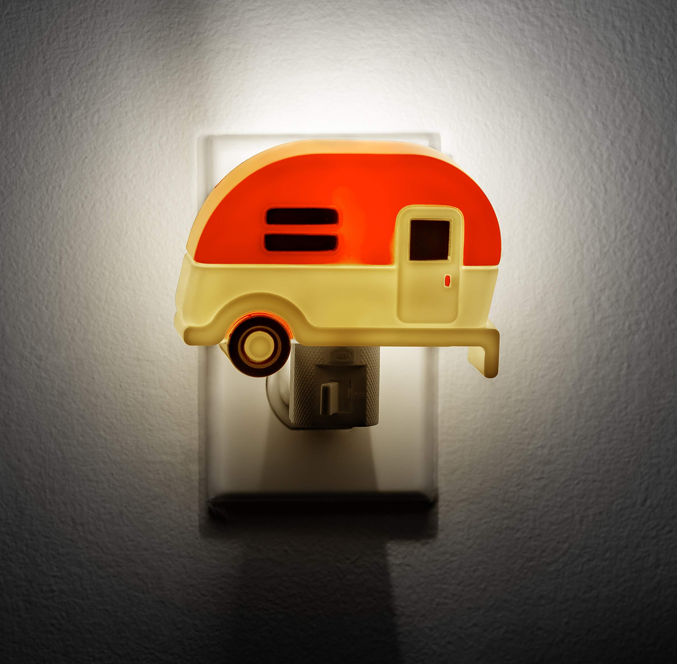 Camco Night Light Camper Plug-in - Includes (1) 120V LED Bulb, Creates Warm Glow - Camper Decor Features Fun Design, 360 Degree Swivel Base, and On/Off Switch (53102)