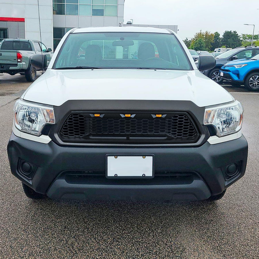 Matte Black SPEC-D TUNING Mesh Style Front Hood Grill Grille w/LED Lights Compatible with 2012-2015 Toyota Tacoma