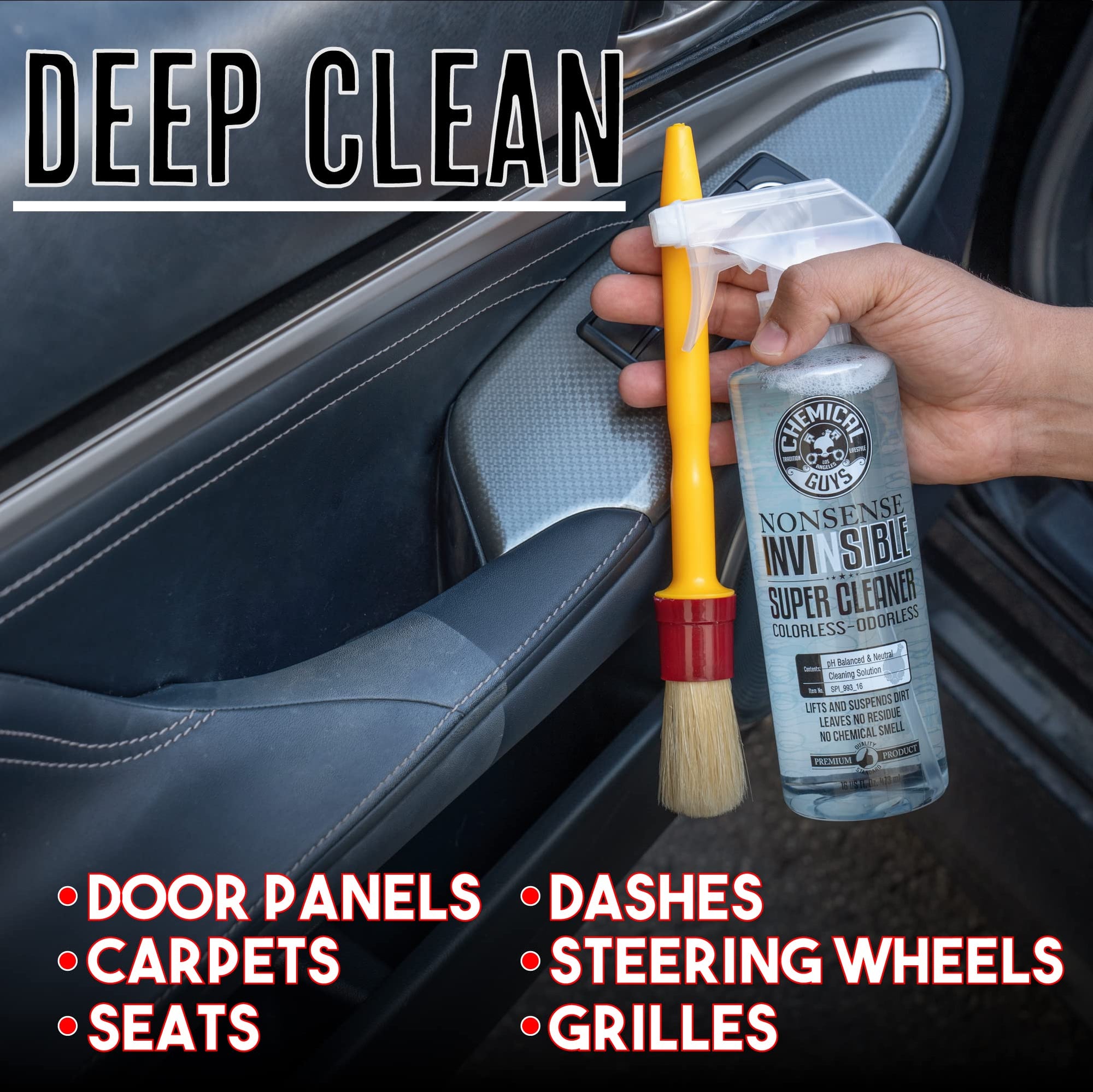 Chemical Guys All Surface Cleaner Nonsense Colorless & Odorless - Interior Cleaner, Safe for Vinyl, Rubber, Plastic, Carpet, and Upholstery, pH Balanced, Residue-Free, Unscented, 1 Gallon (128 fl oz)