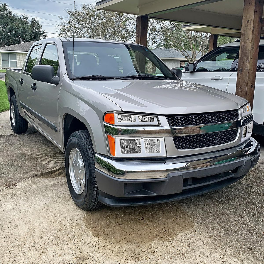Chrome LED Strip Headlights SPEC-D TUNING w/Switchback Compatible with 2004-2012 Chevy Colorado, 2004-2012 GMC Canyon, 2006-2008 ISUZU I-Series