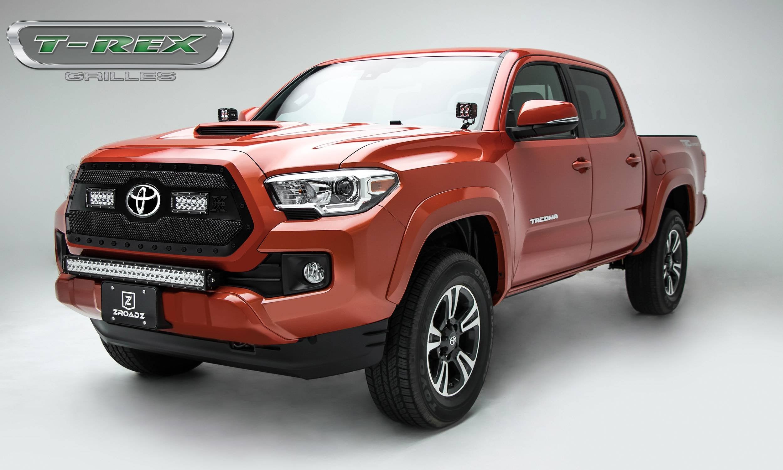 Stealth Torch Grille, Tacoma 2018-2021, Black, 1 Pc, Insert, Black Studs with (2) 6" LEDs, Does Not Fit Vehicles with Camera - PN #6319511-BR
