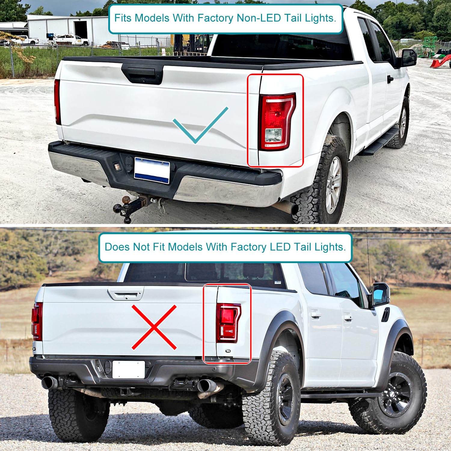 Factory Style Halogen Tail Lights SPEC-D TUNING Compatible with 2015-2017 Ford F150 F-150 Truck, Left+Right Assembly