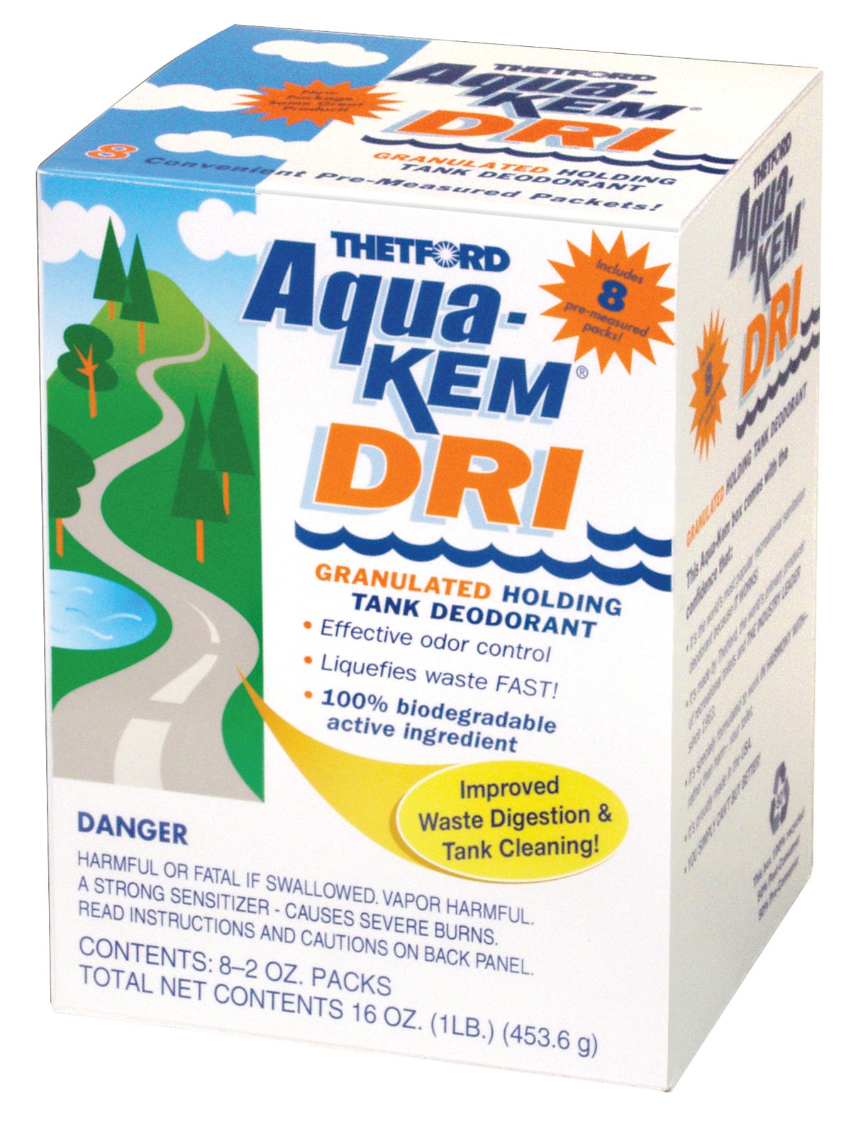 Aqua-Kem DRI Holding Tank Treatment - Waste Digester / Deodorant / Detergent - 8 x 2 oz. packets - Thetford 20720