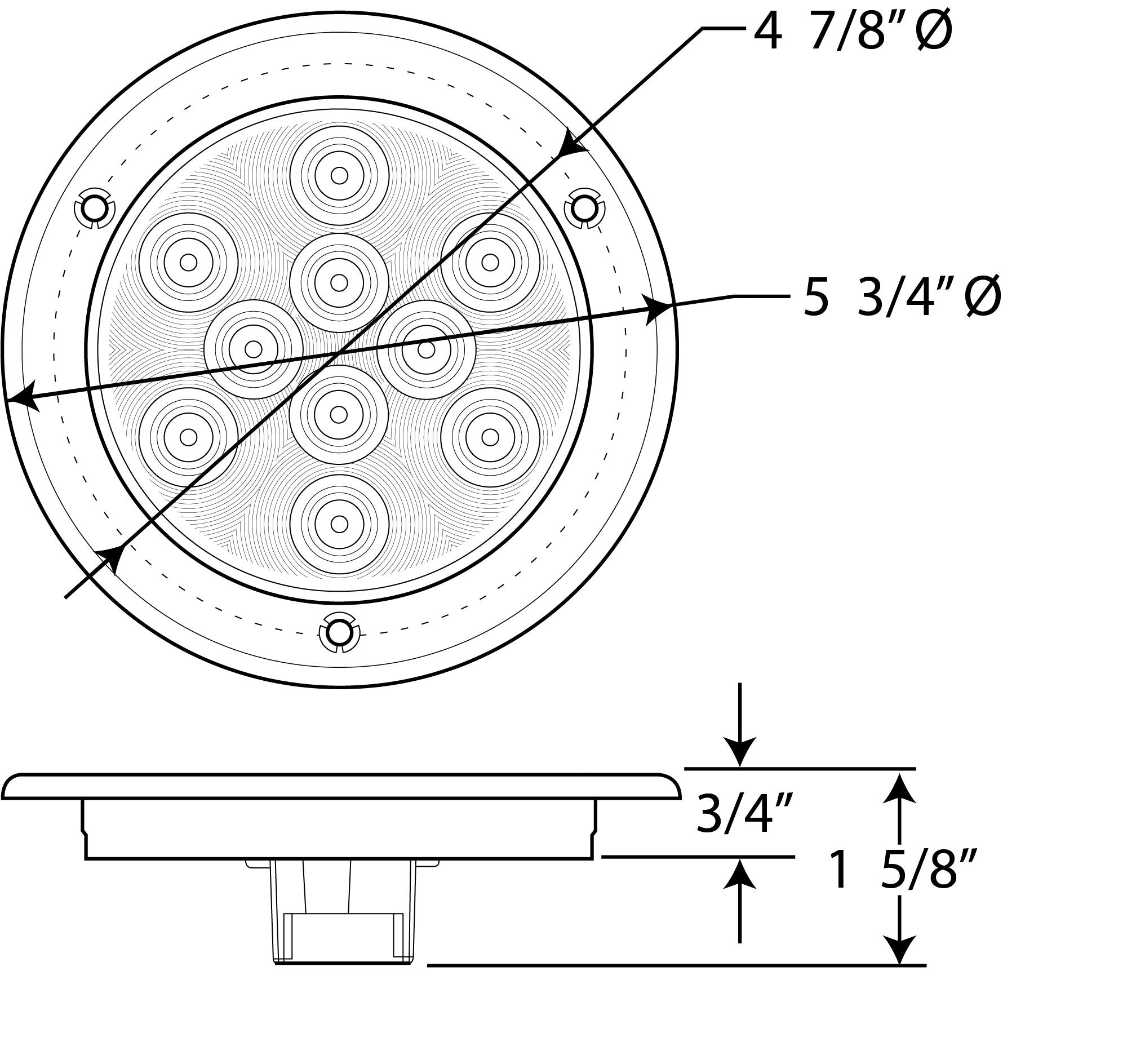 4" Round Optronics STL43ABXP Sealed LED Light, Amber