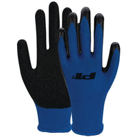 W89025 Performance Tool L/XL Latex-Coated Utility Gloves, Polyester Knit, Grip Coating, Flexible, Blue/Black