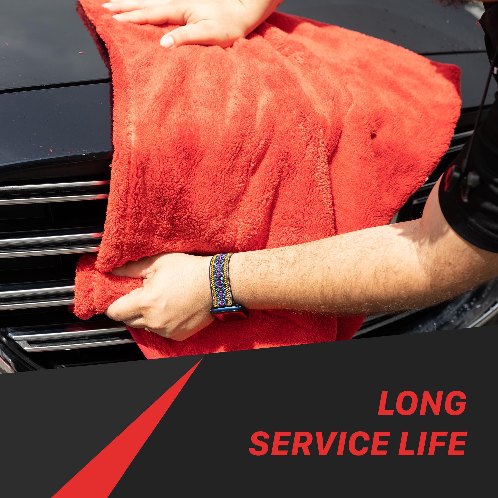 Big Red Maxshine Microfiber Towel (1000GSM) - Large Plush, Rinse-Free, Double-Sided Detailing for Cars (20”x28” / 51x71cm), Professional Auto Detailing Towel